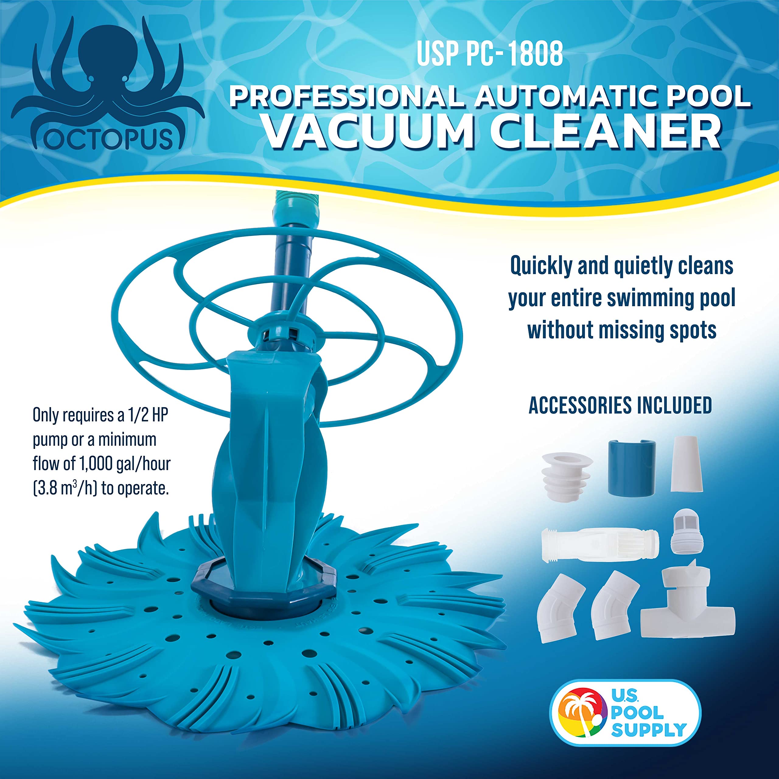U.S. Pool Supply detalle de la membrana incluida que reduce ruido y aumenta durabilidad