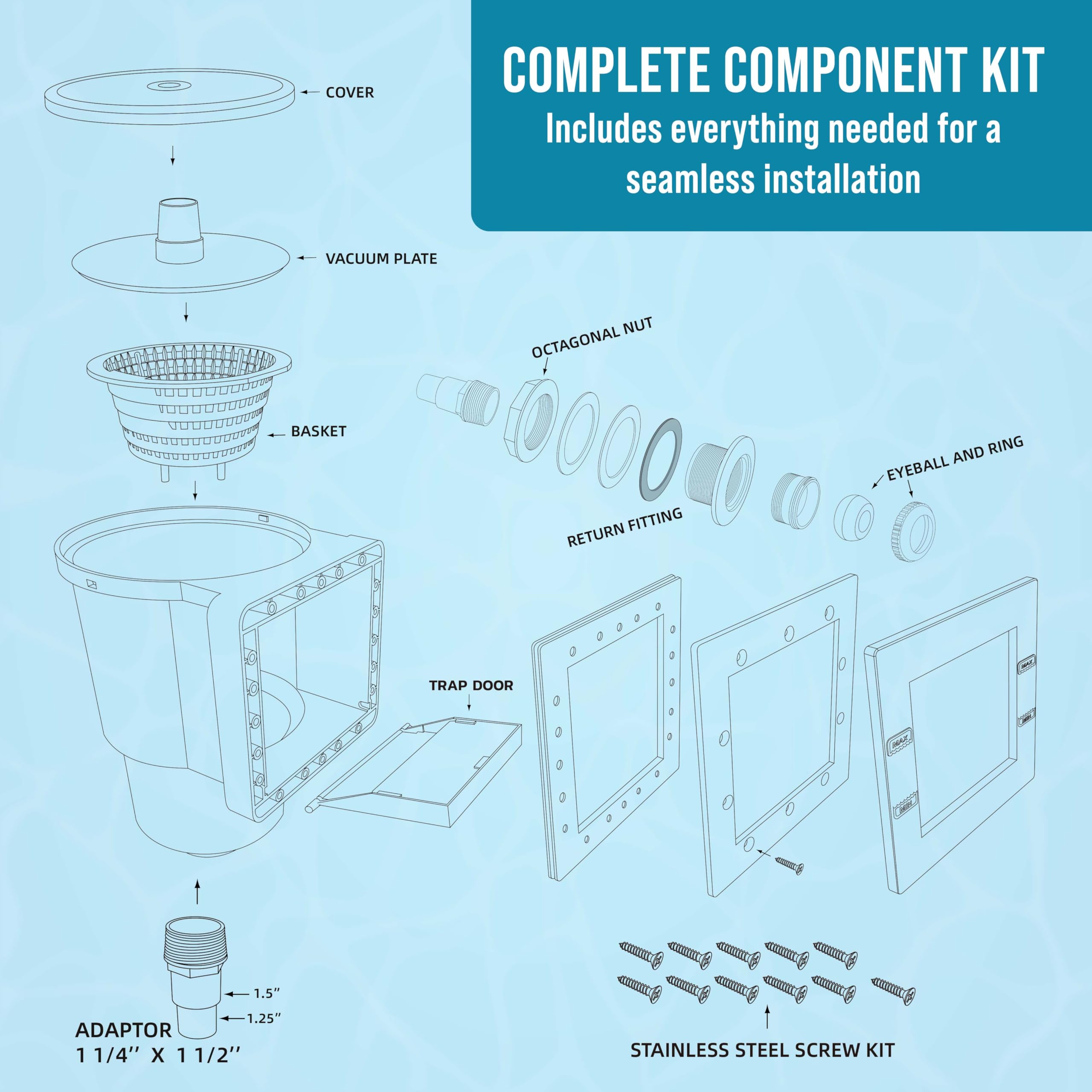 U.S. Pool Supply kit completo con boquilla, adaptador de manguera y tornillería incluidos