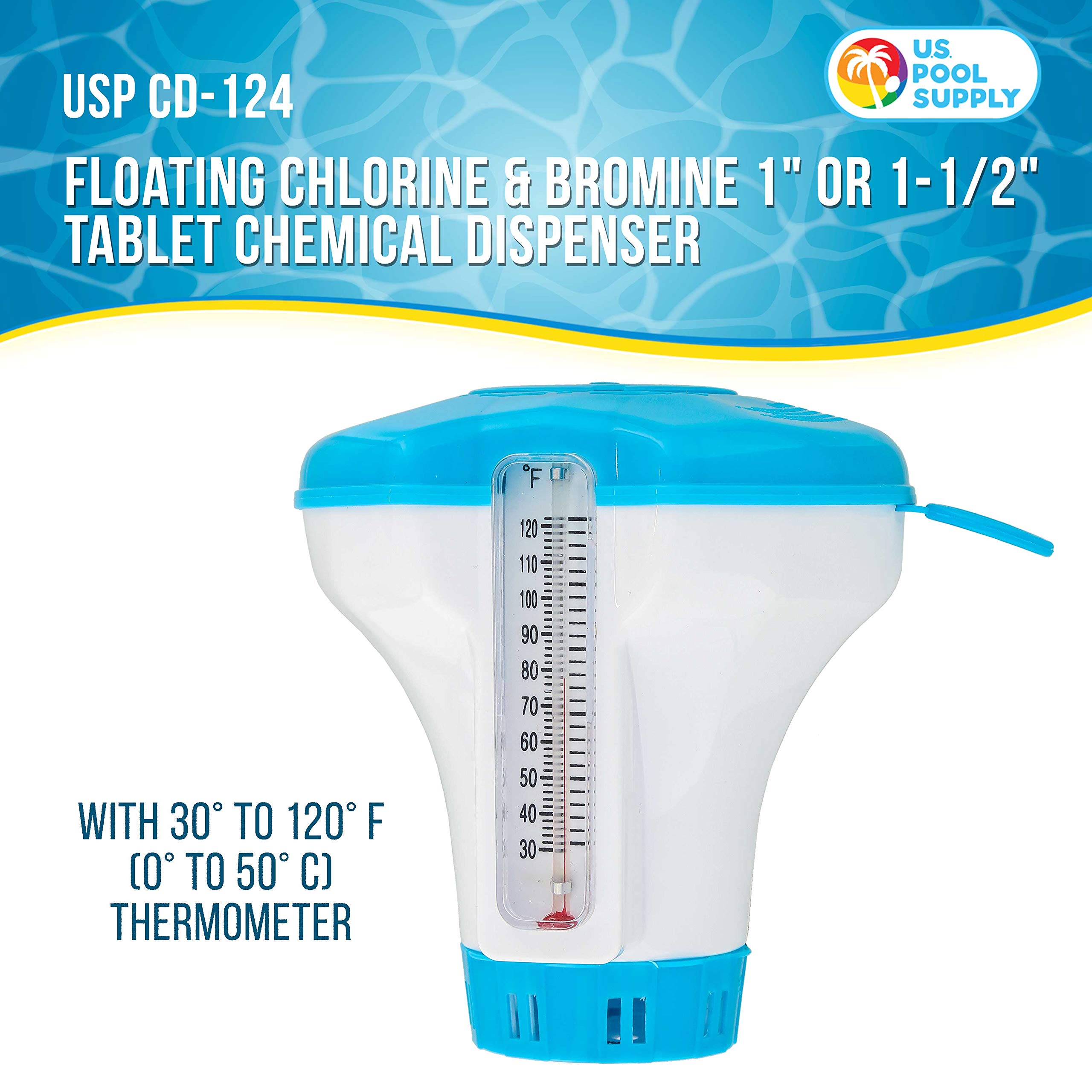U.S. Pool Supply termómetro lateral integrado para control rápido de temperatura