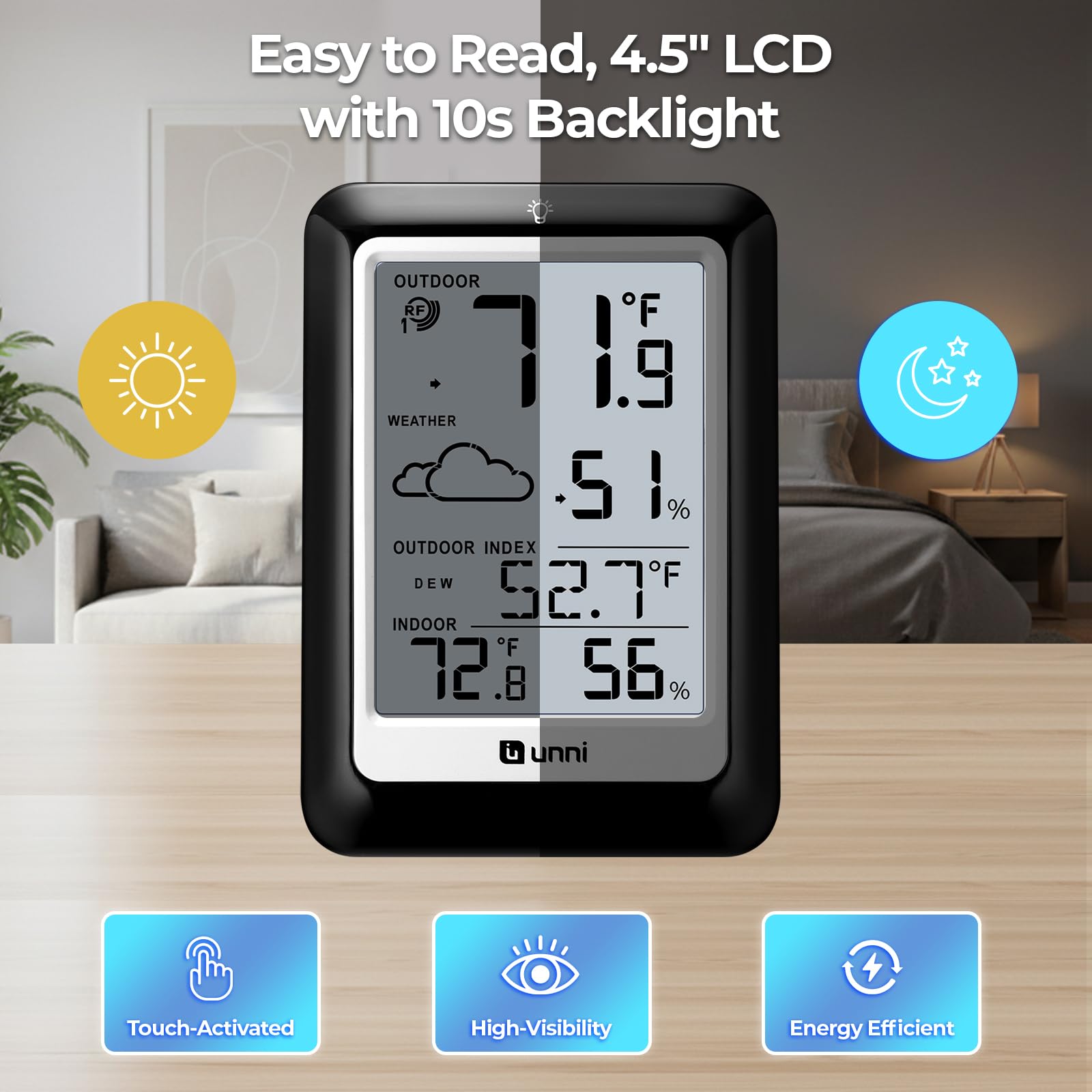 U UNNI primer plano del sensor remoto, construcción robusta y fiable