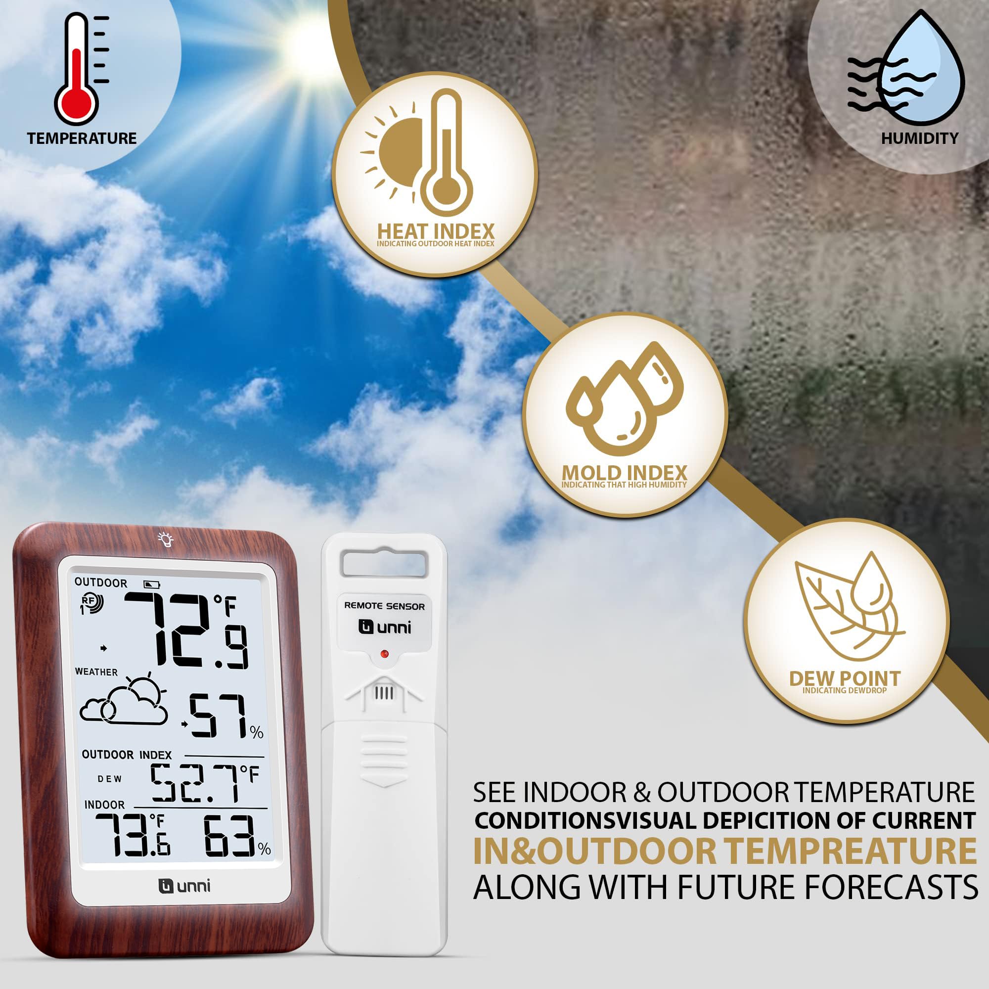 U UNNI detalle del sensor Sensirion que asegura medidas fiables