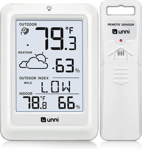 Contenido del paquete U UNNI con unidad base y sensor remoto listos para usar