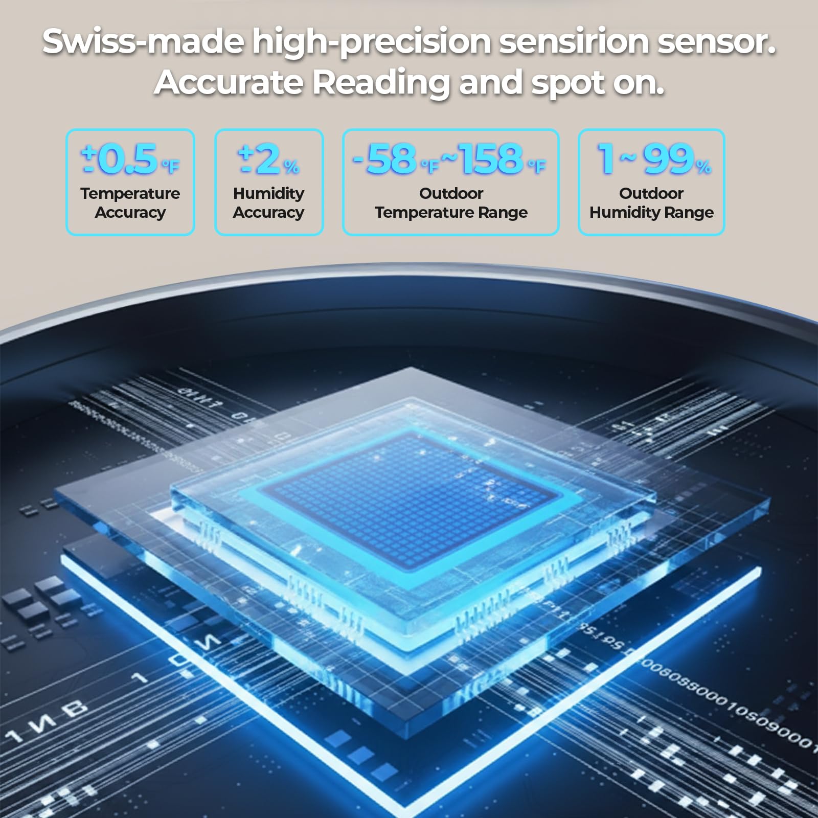 U UNNI sensor externo colocado en pared con beneficio de medición remota fiable