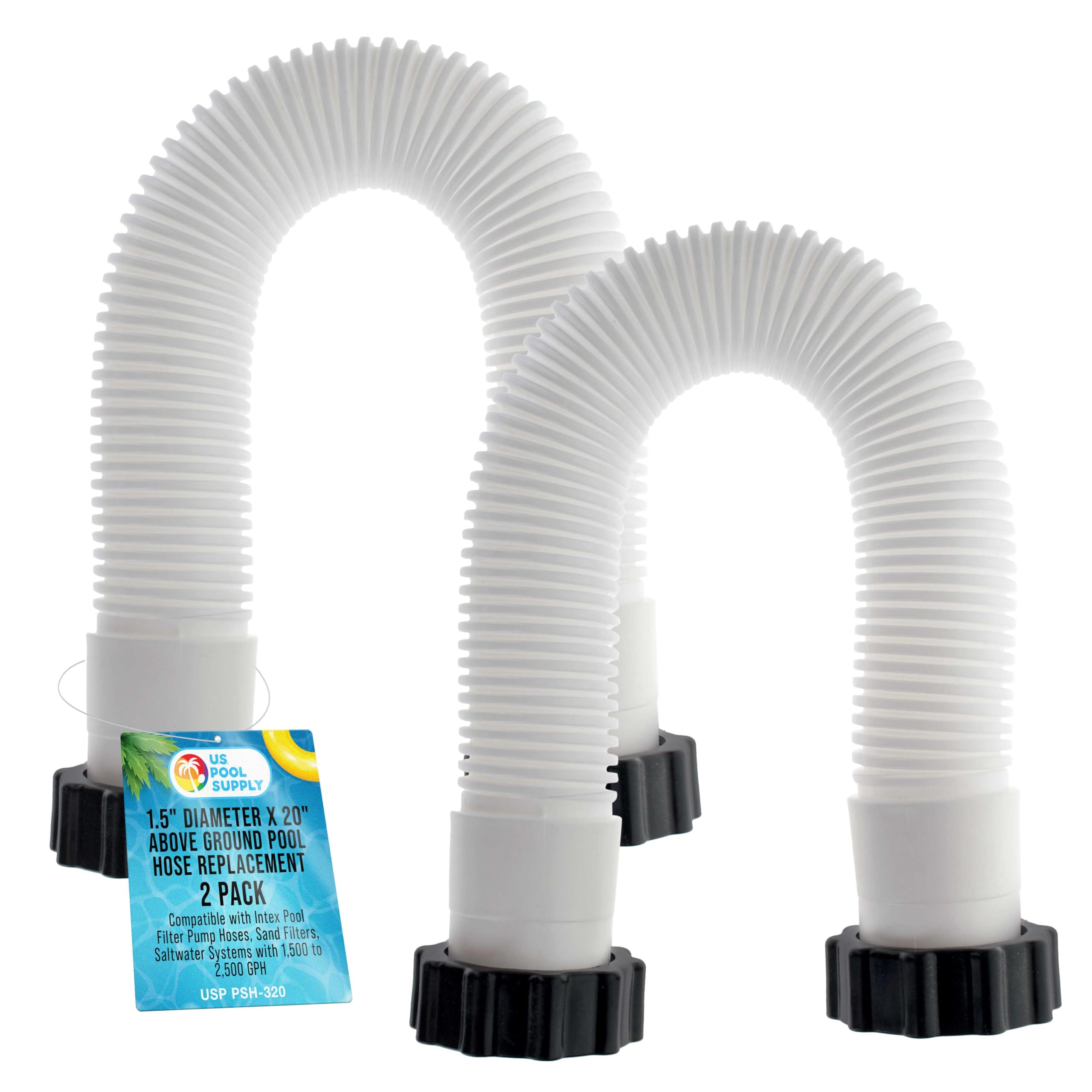 U.S. Pool Supply manguera frontal pack mostrando dos piezas y tuercas seguras