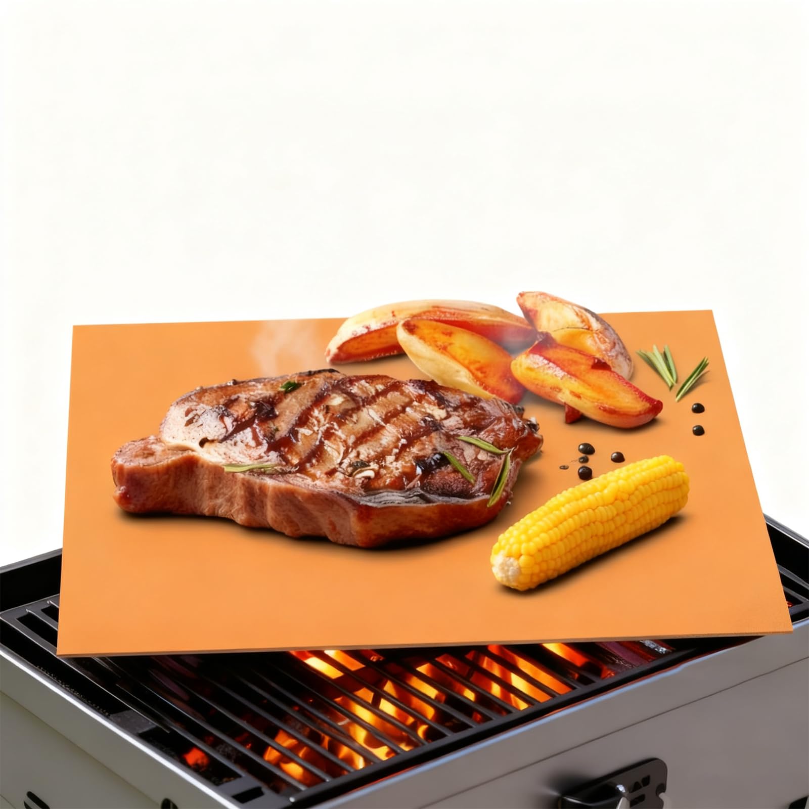 UBeesize tapete de parrilla frontal pack muestra reutilizable y antiadherente