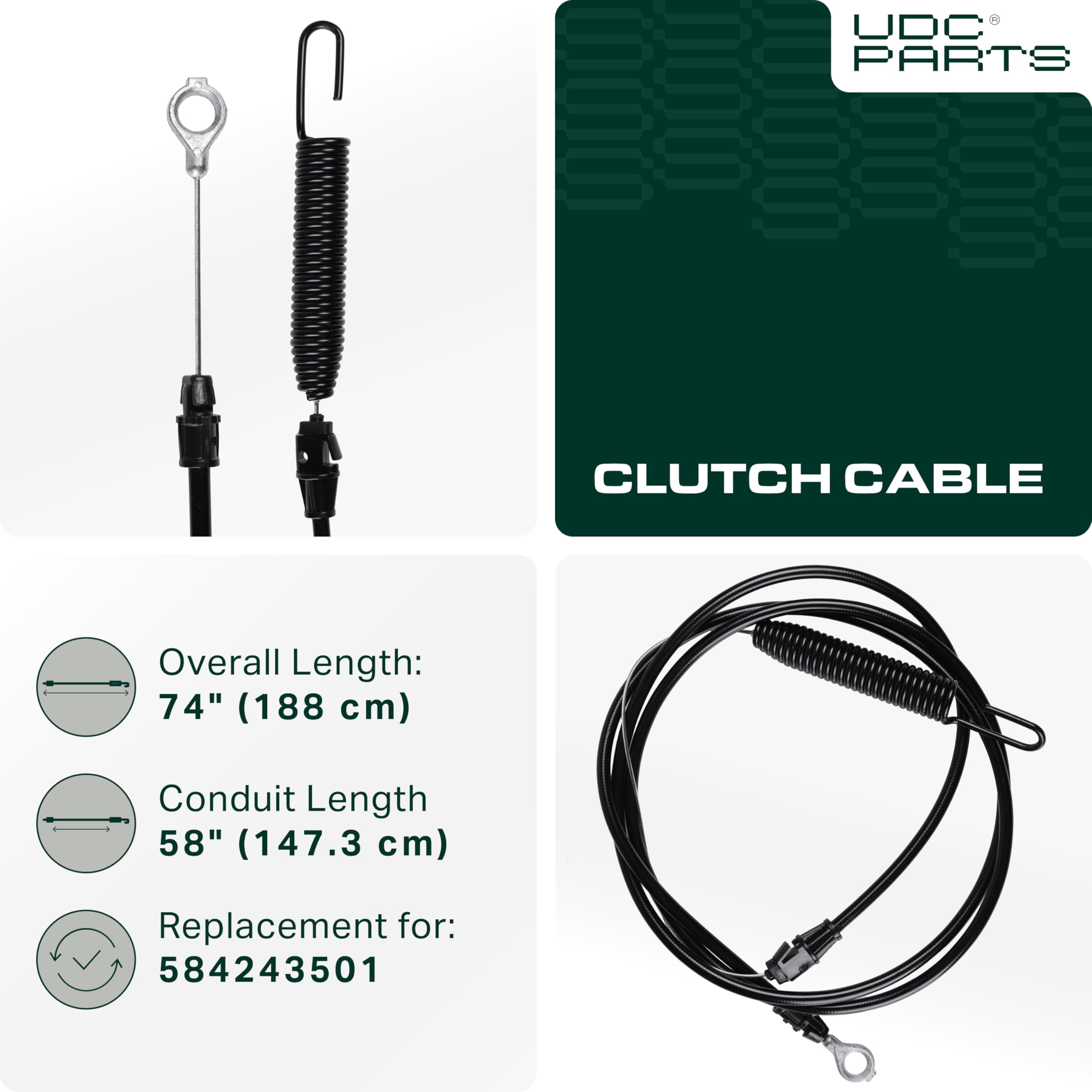 UDC Parts detalle de la funda del cable mostrando protección y durabilidad