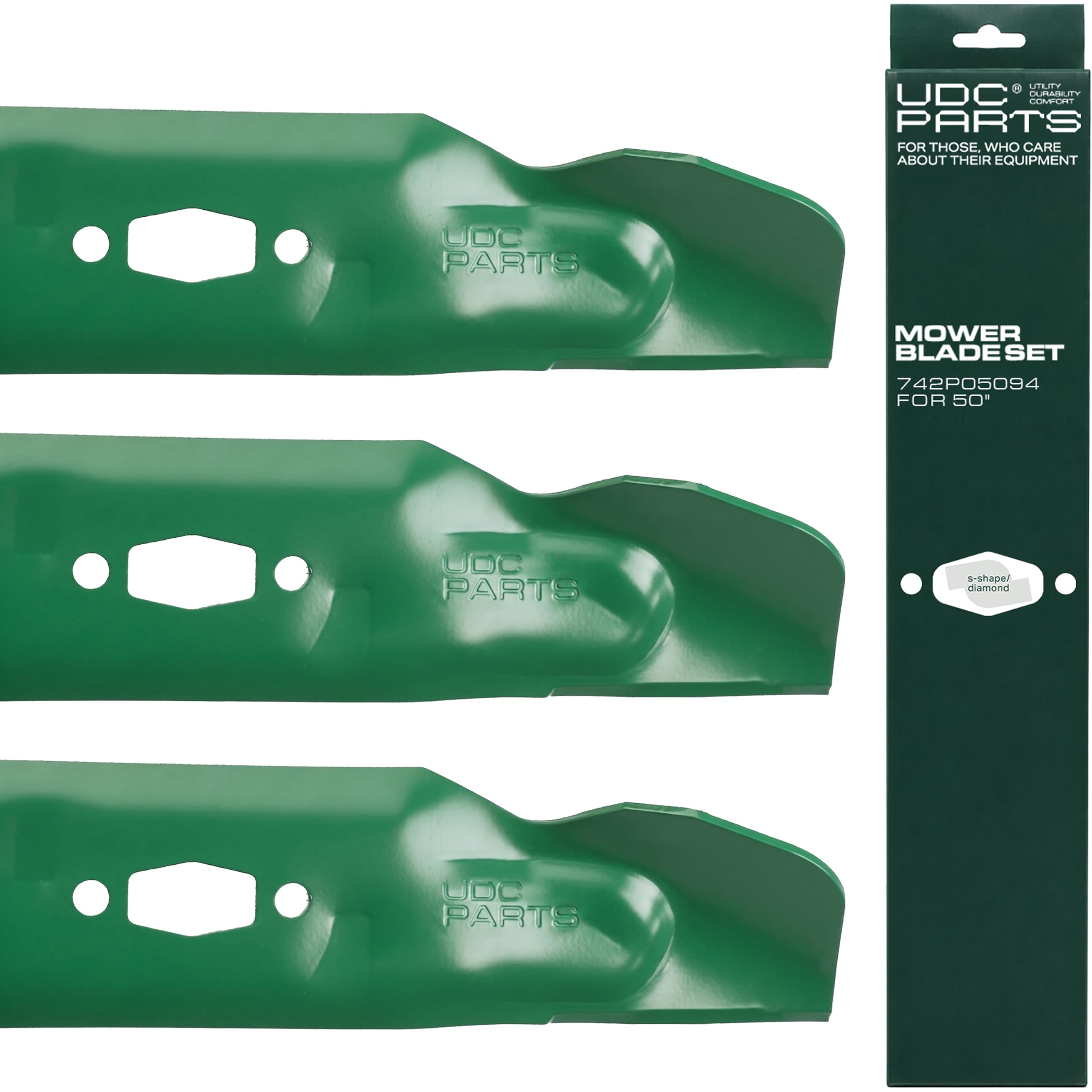 UDC Parts vista frontal de la cuchilla 742P05094 con corte uniforme