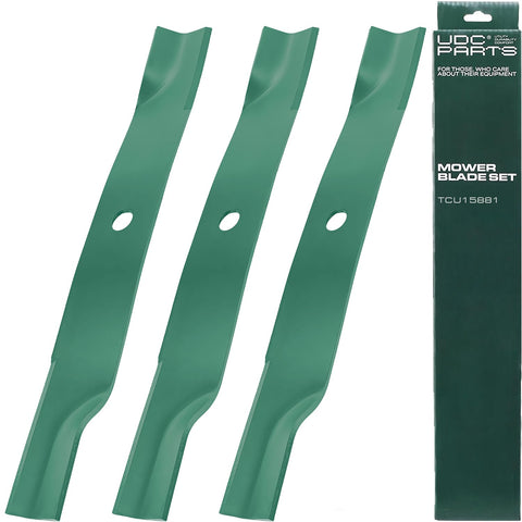 UDC Parts cuchilla frontal en embalaje mostrando ajuste directo para John Deere