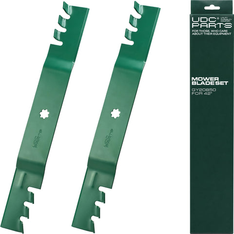 UDC Parts cuchilla frontal en empaque mostrando ajuste compatible John Deere