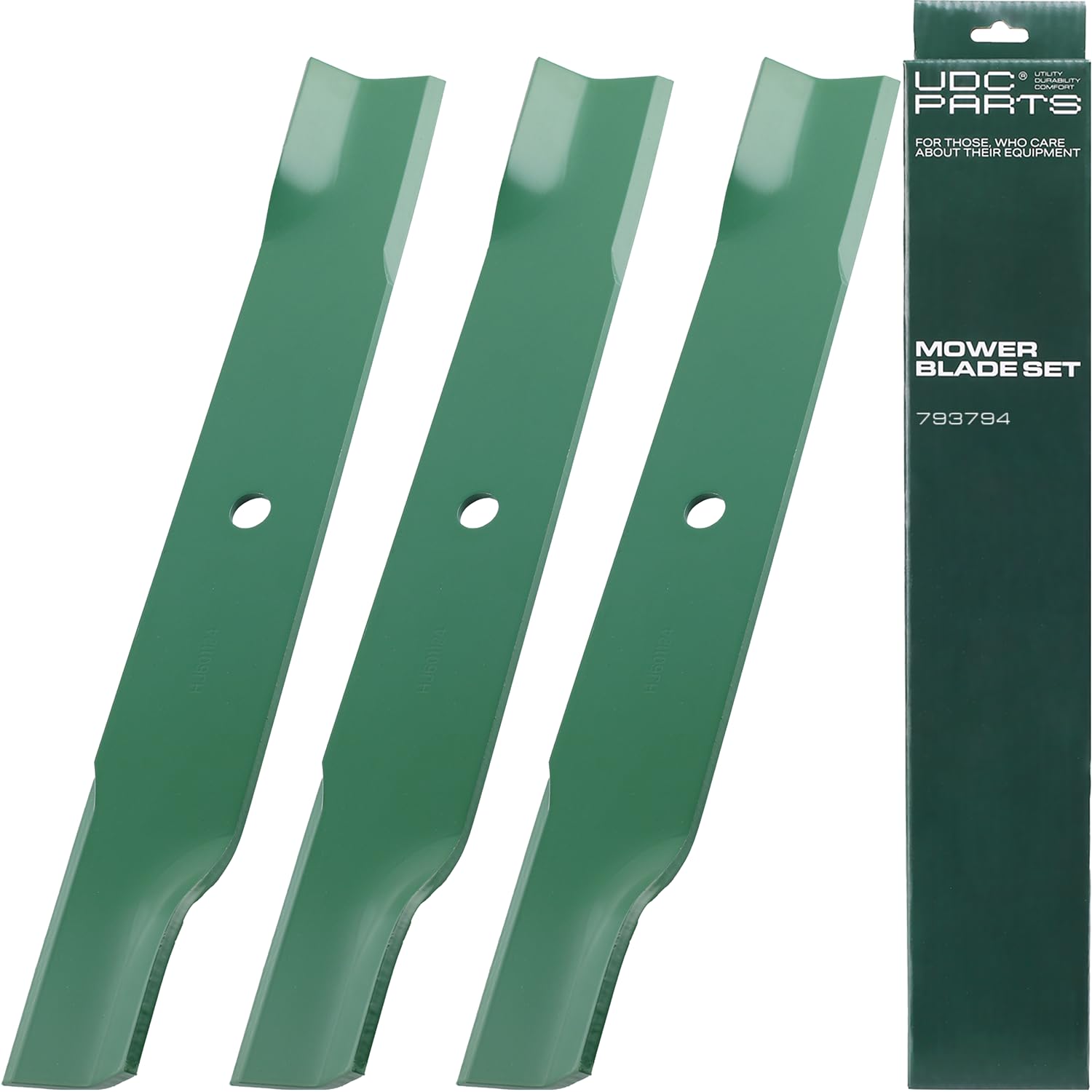 UDC Parts cuchilla frontal empaquetada mostrando compatibilidad