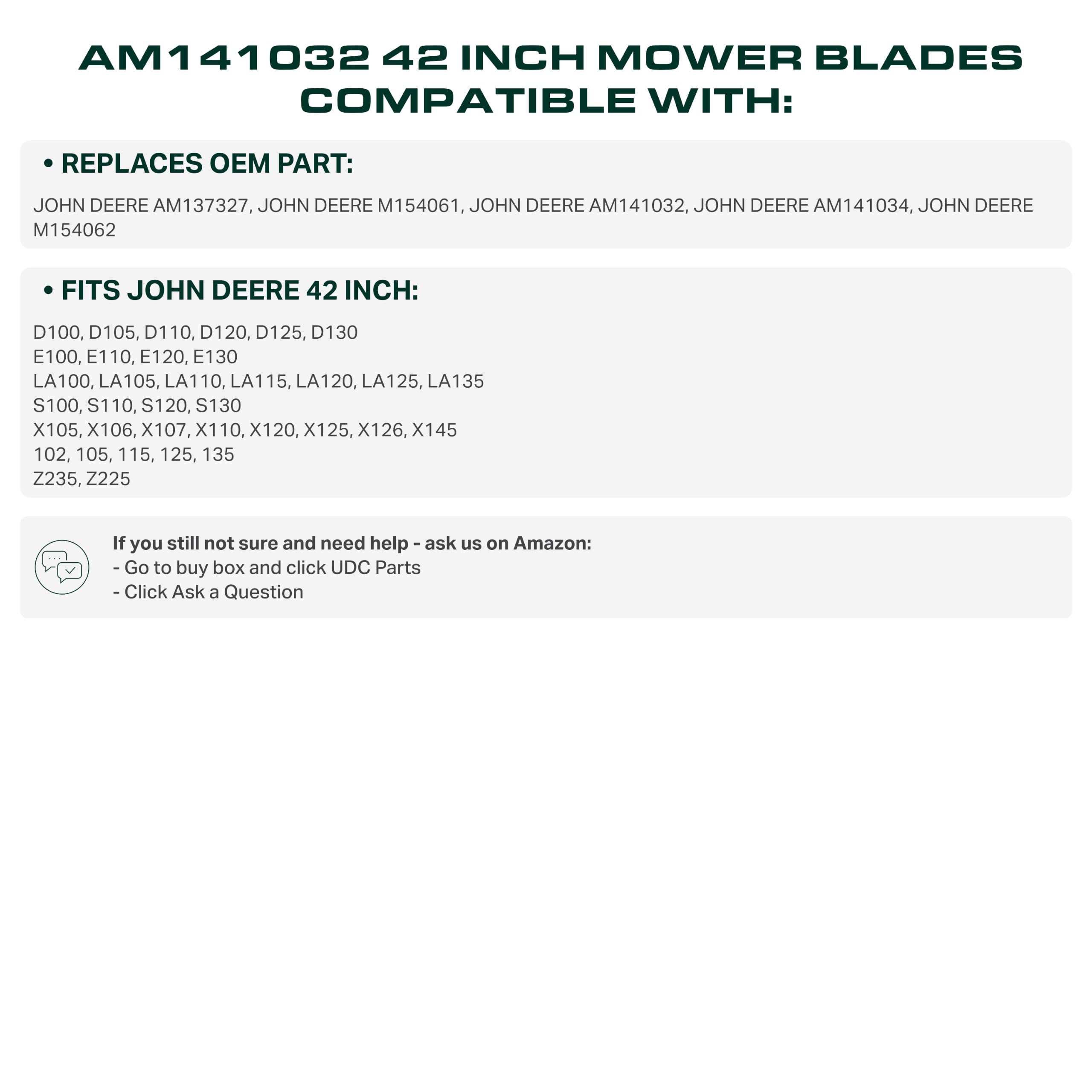 UDC Parts cuchilla instalada en tractor John Deere, rendimiento de corte mejorado