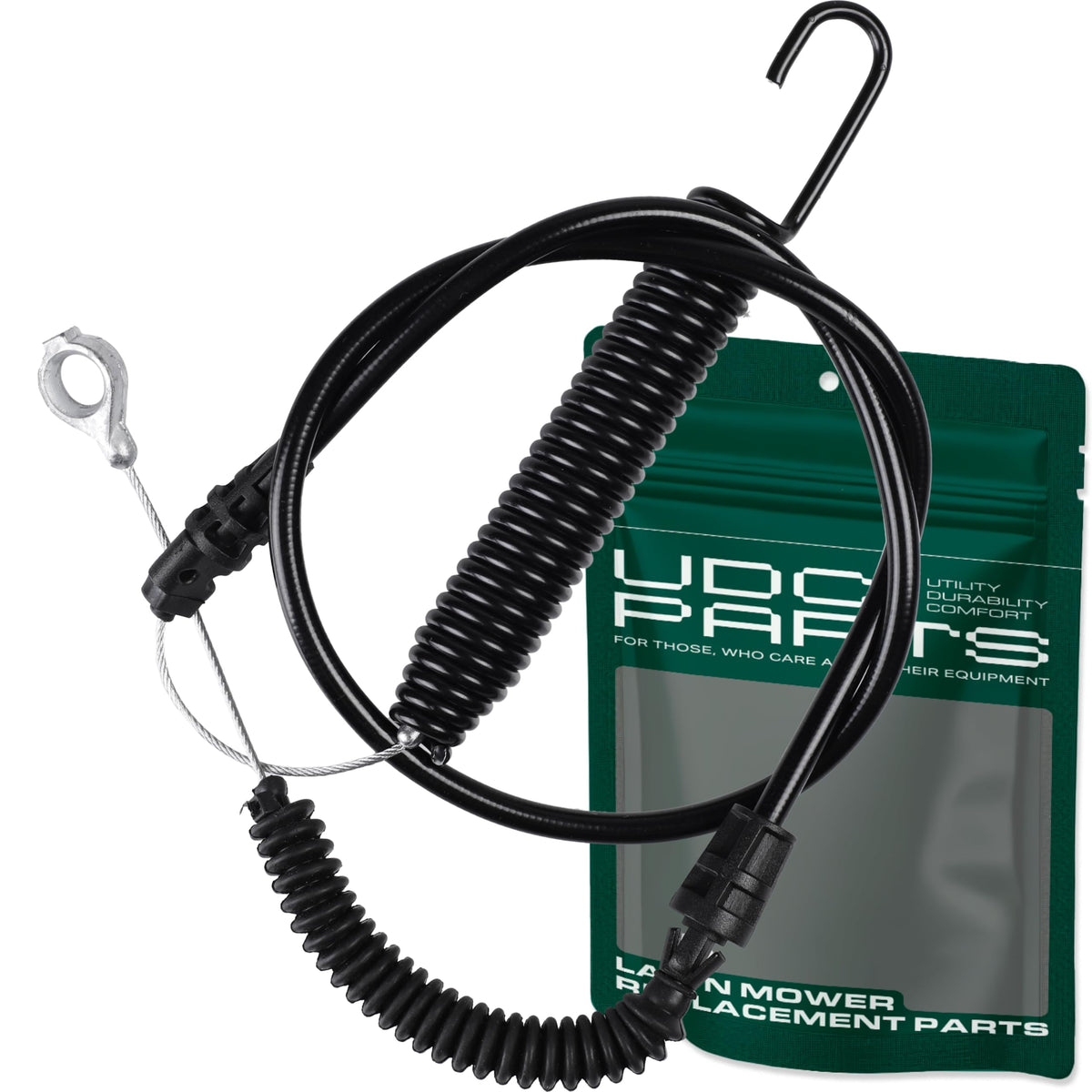 UDC Parts frontal del cable mostrando ajuste directo y medidas claras