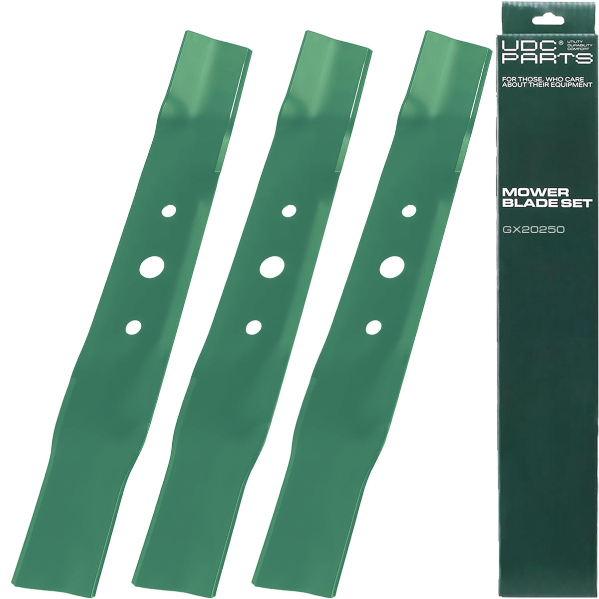 UDC Parts cuchilla frontal pack mostrando 3 piezas y compatibilidad