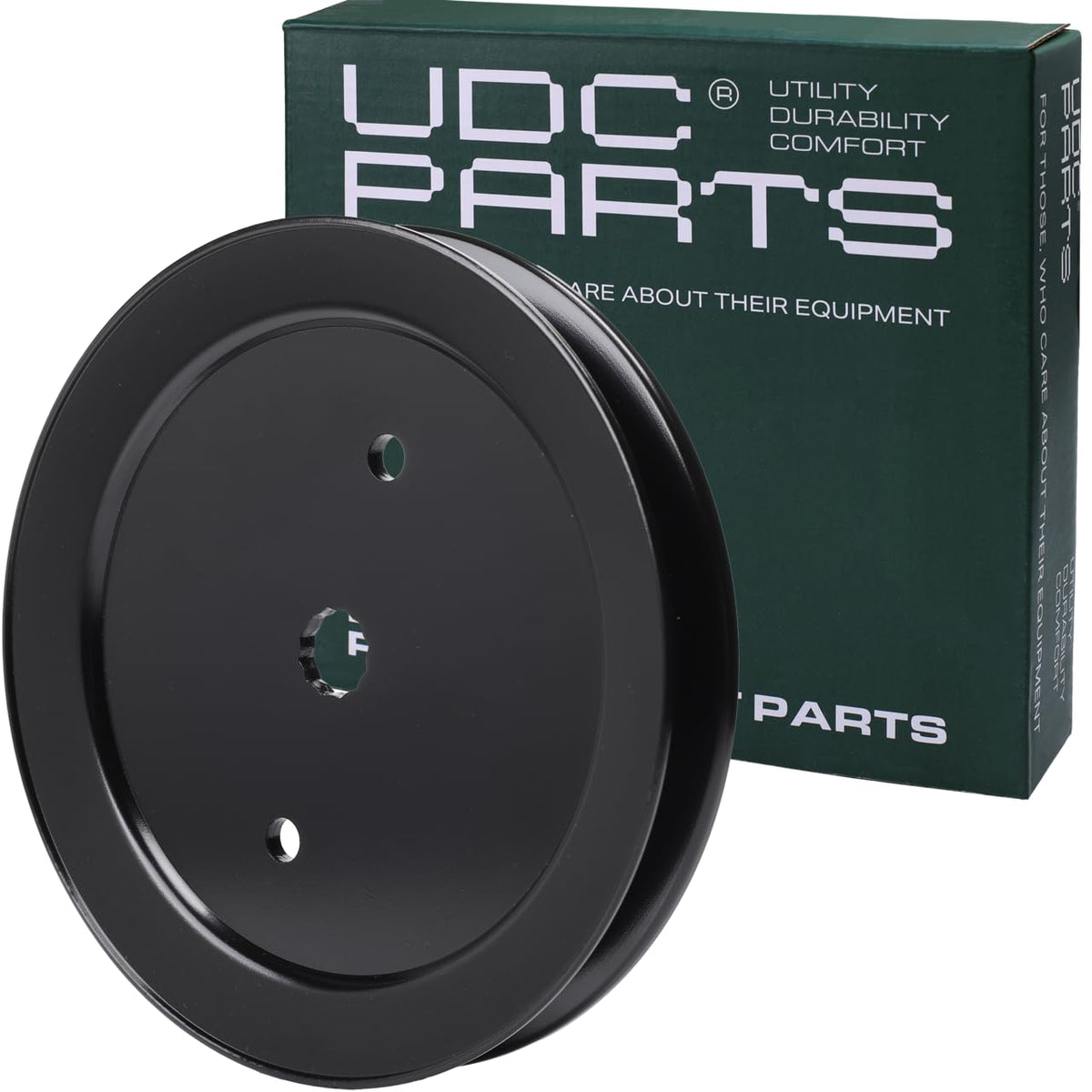UDC Parts polea frontal mostrando ranura y forma, mejora el guiado