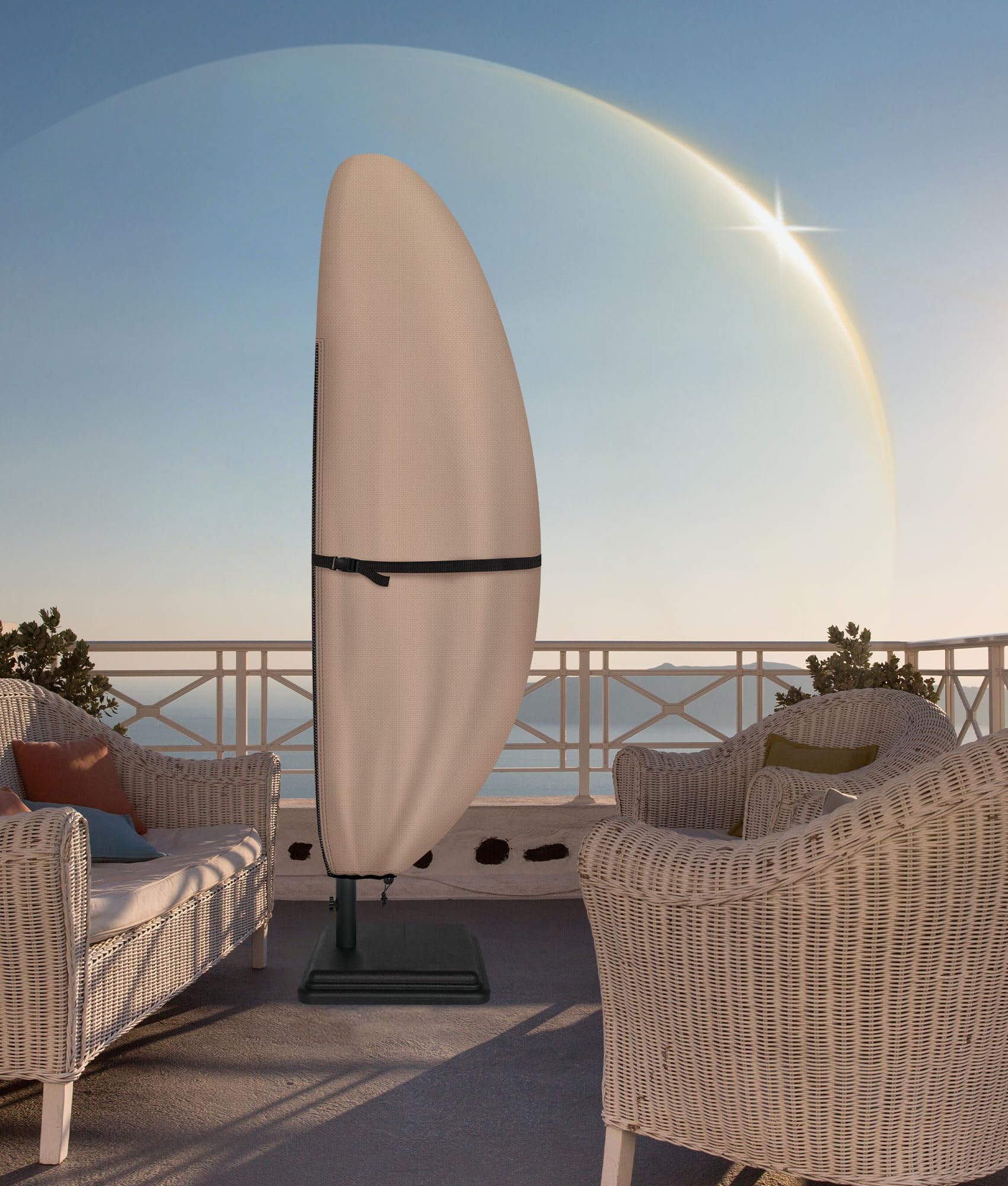 ULTCOVER imagen de terraza con funda mostrando protección estética y prolonga vida útil