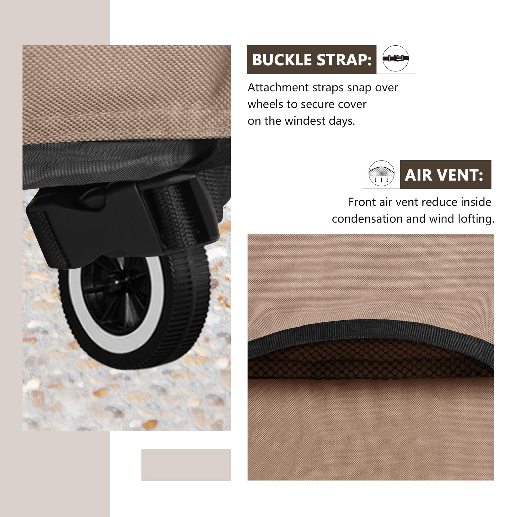 ULTCOVER clip y cordón elástico asegurando la funda contra el viento