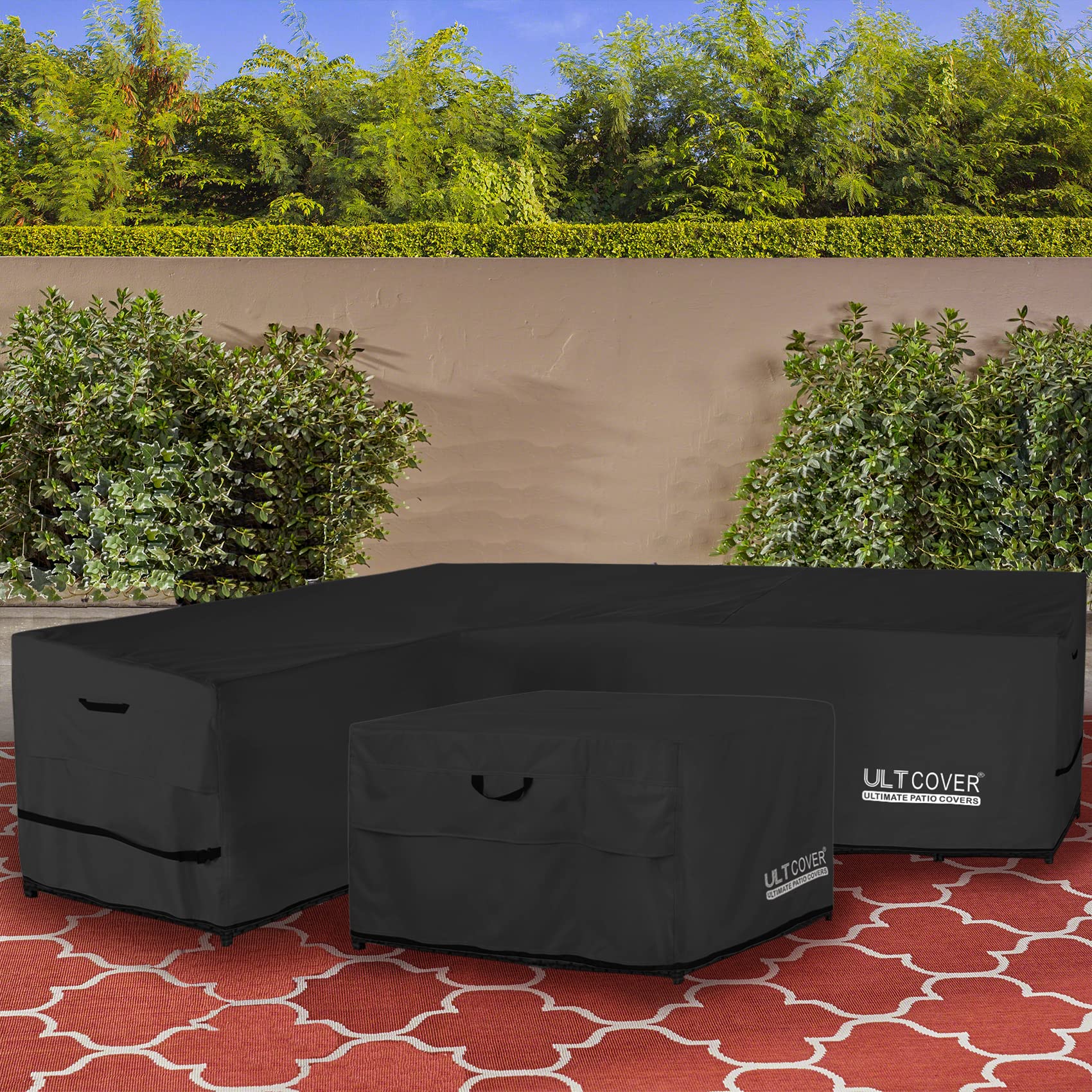 ULTCOVER comparación de tamaño mostrando ajuste para medidas 85 x 110 pulgadas