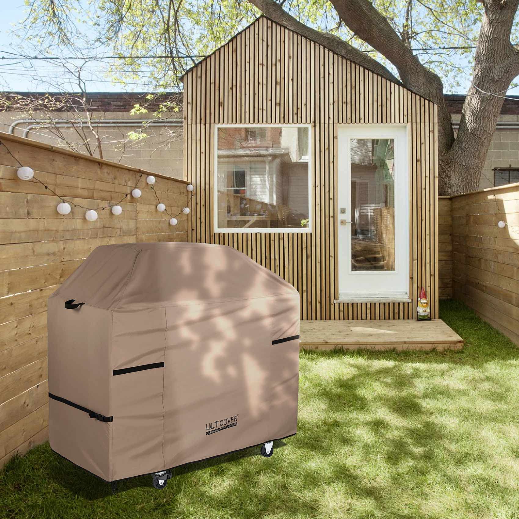 ULTCOVER comparación de tamaño 48 inch junto a parrilla, confirma ajuste