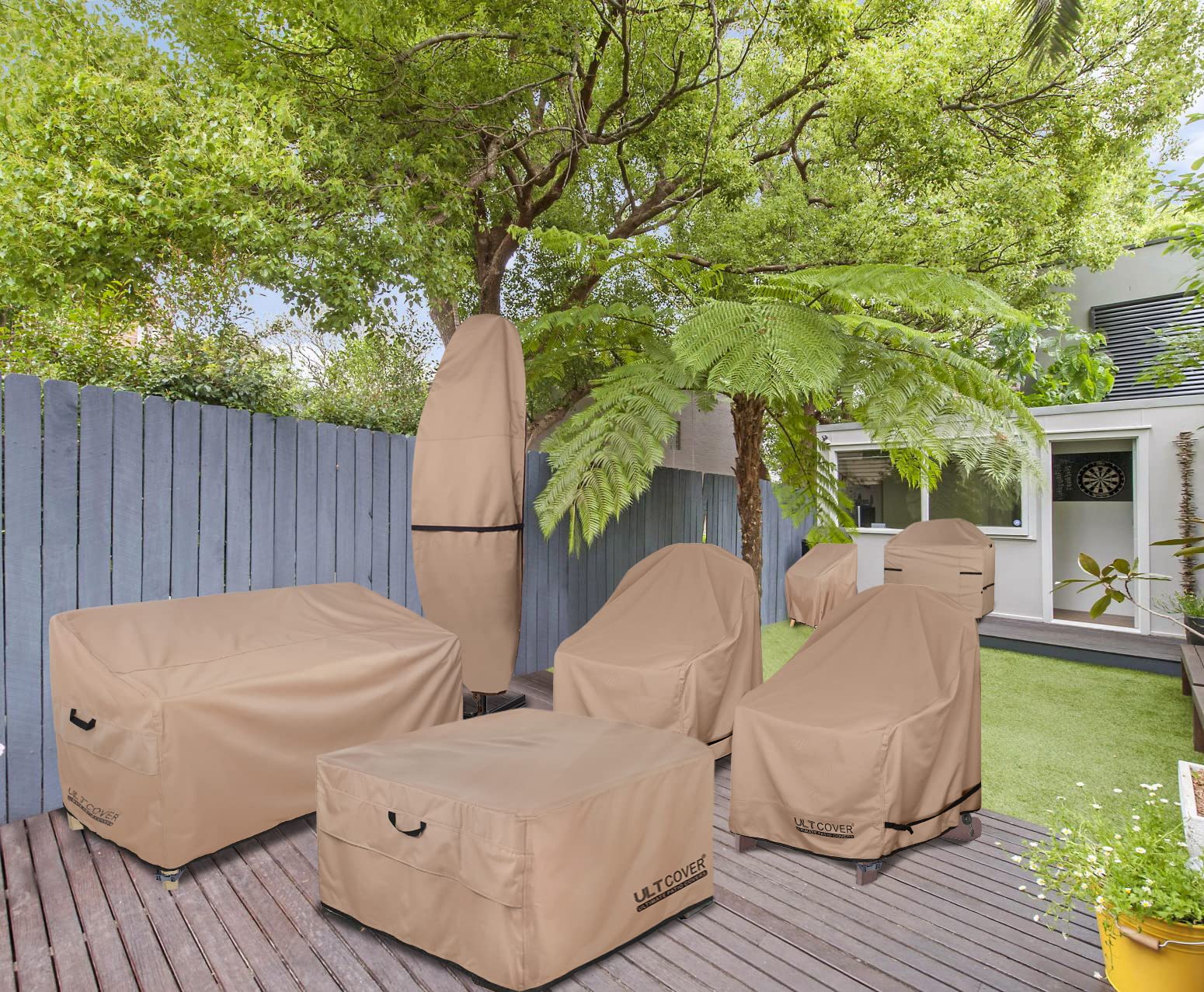 ULTCOVER ambientación de jardín nocturno con funda, mantiene aspecto nuevo
