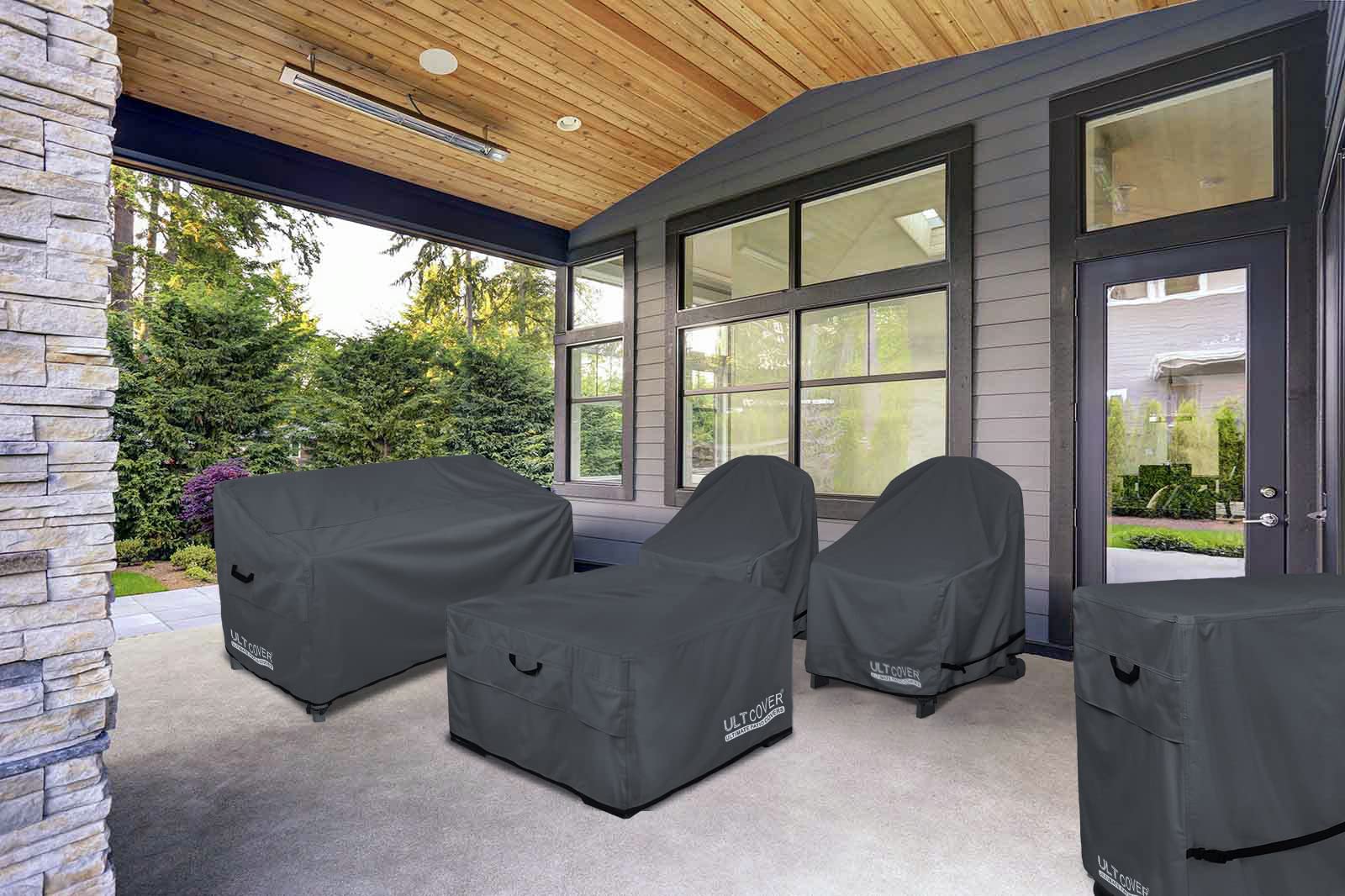 ULTCOVER etiqueta del material indicando respaldo impermeable y durabilidad