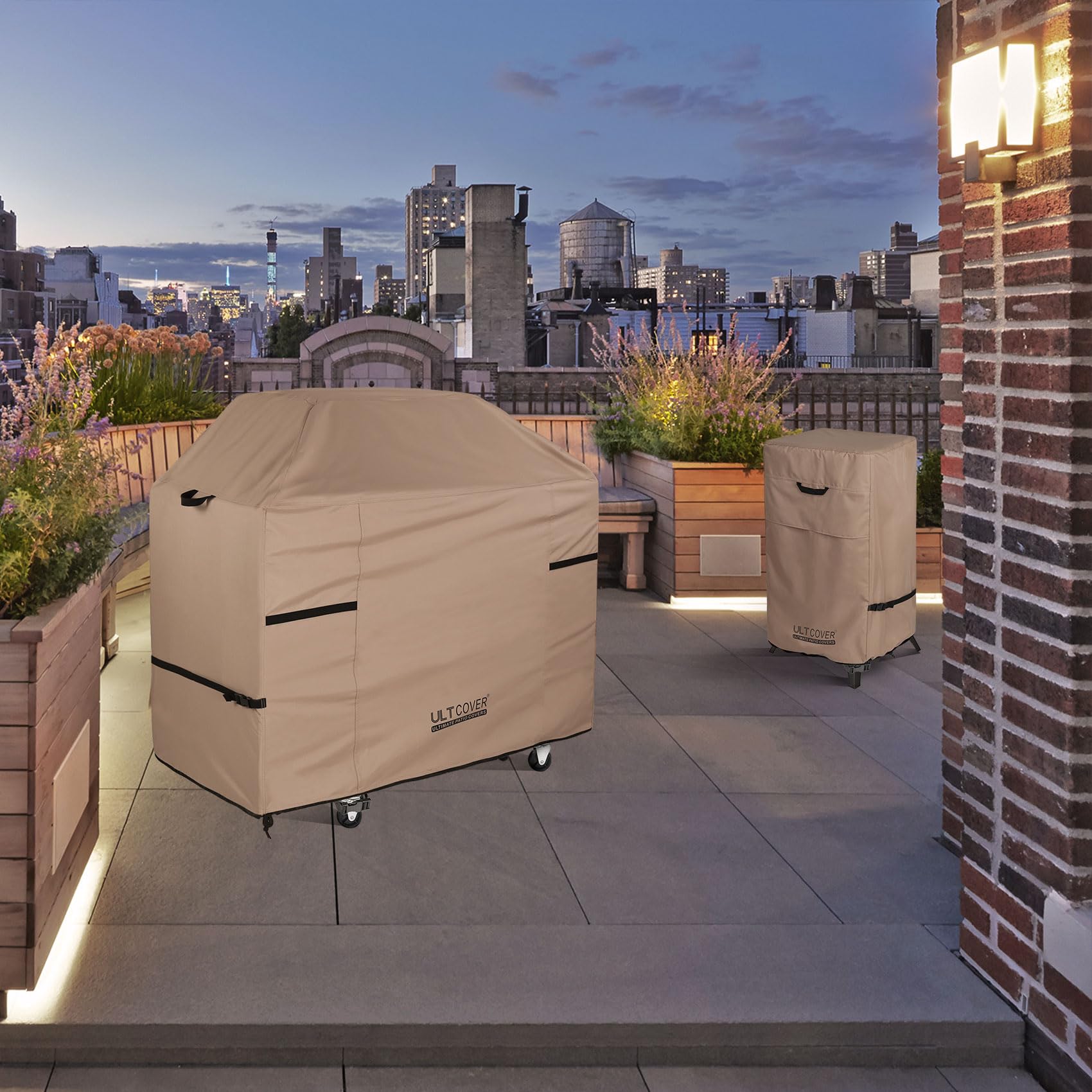 ULTCOVER etiqueta que muestra material y respaldo impermeable