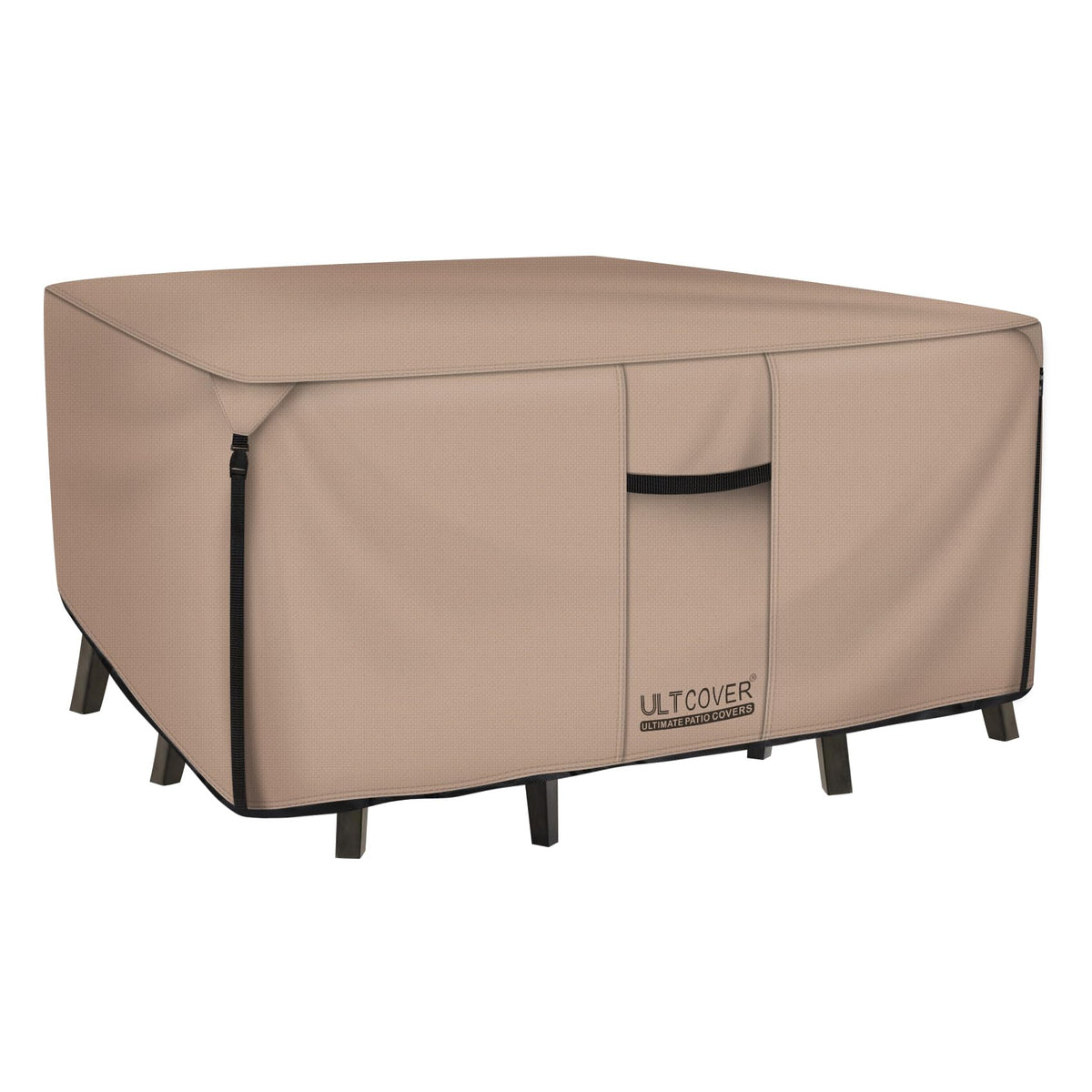 ULTCOVER funda frontal cubriendo mesa cuadrada, protege del agua