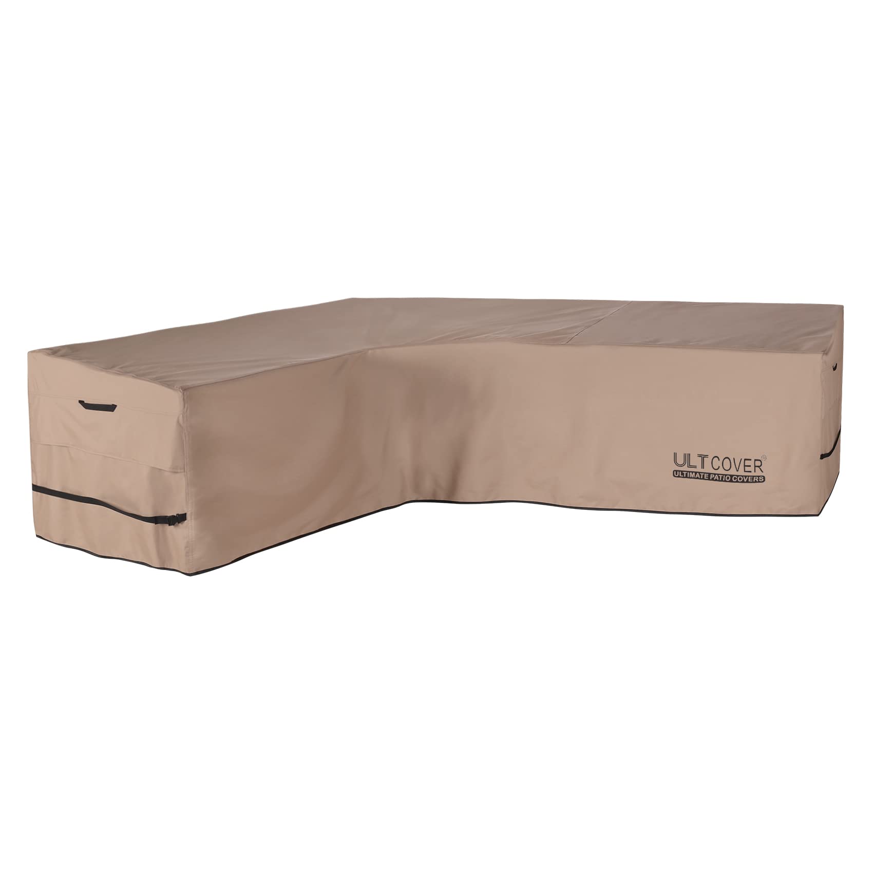 ULTCOVER vista frontal de la funda cubriendo sofá en L mostrando ajuste y protección