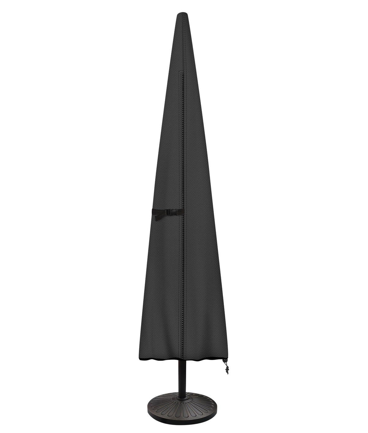 ULTCOVER funda parasol frontal mostrando cobertura completa y protección