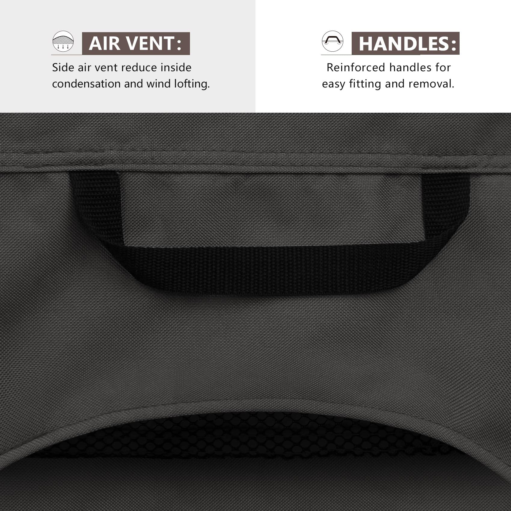 ULTCOVER funda colocada en patio protegiendo otomana del clima