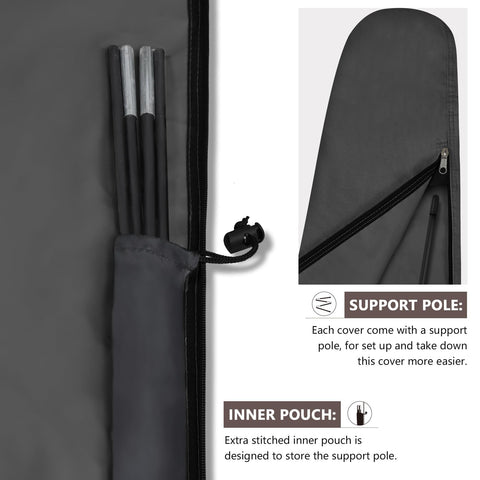 ULTCOVER funda cubriendo parasol en terraza, preservando aspecto como nuevo