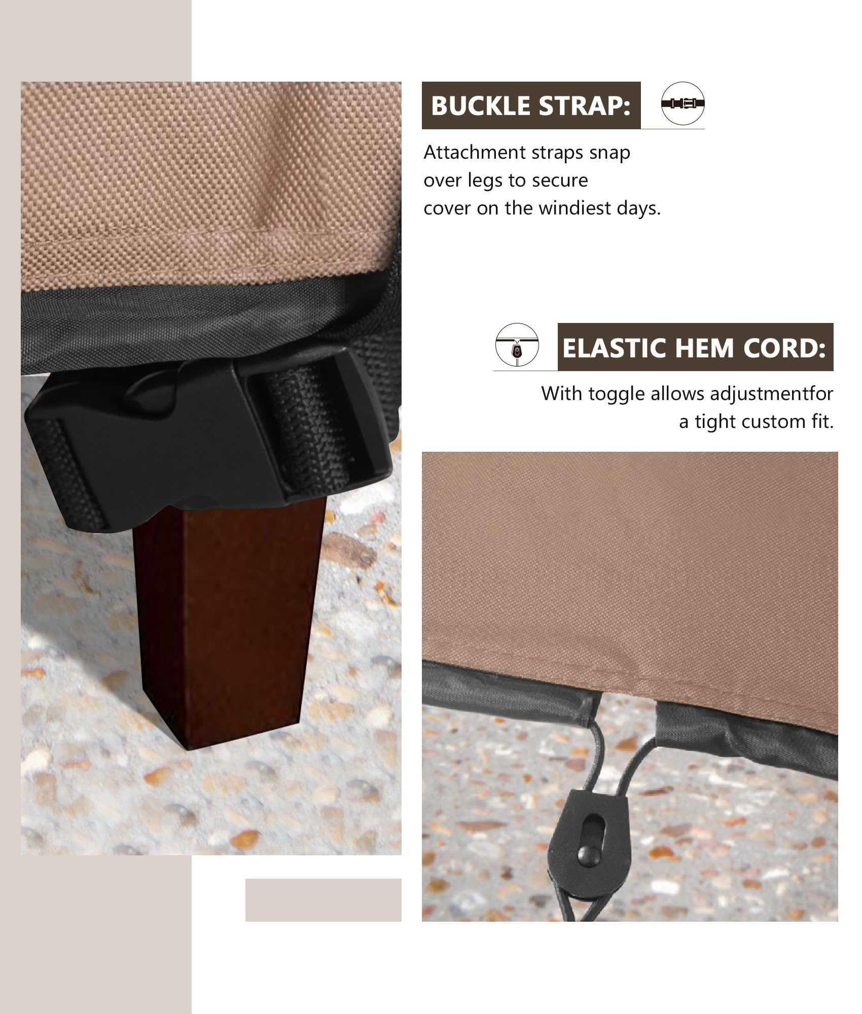 ULTCOVER funda instalada en sillón de patio, mantiene muebles limpios