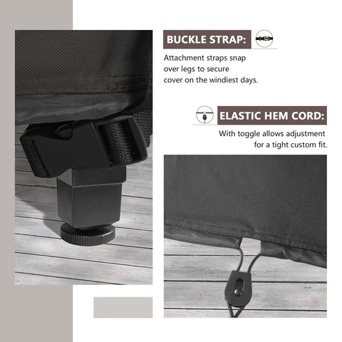 ULTCOVER clips y cordón elástico fijando la funda contra el viento