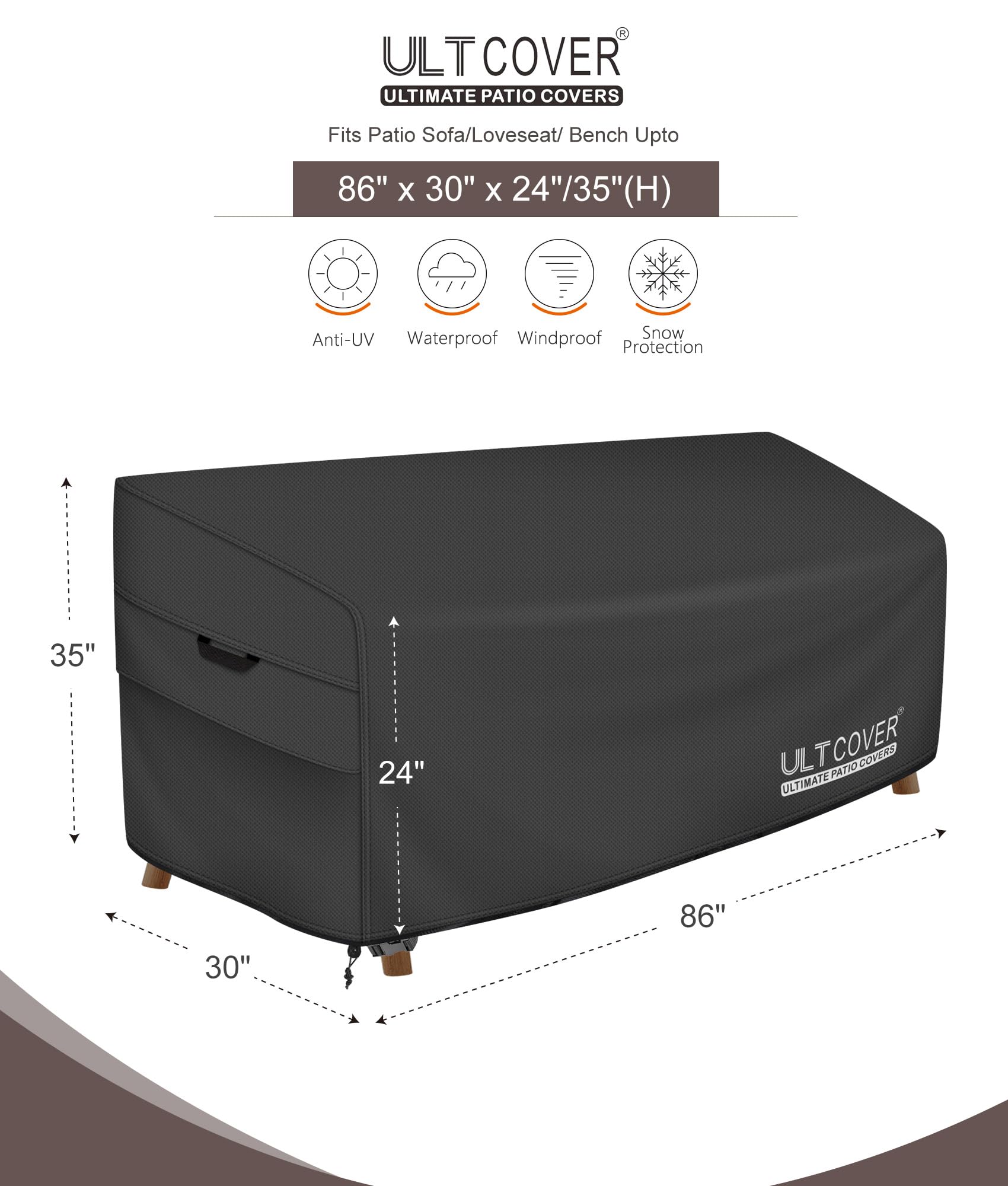 ULTCOVER primer plano textura 600D mostrando resistencia al agua