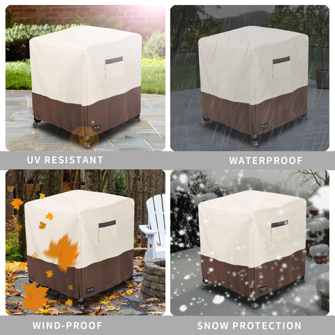 UNARK funda en ambiente exterior beige y marrón, mejora estética del patio