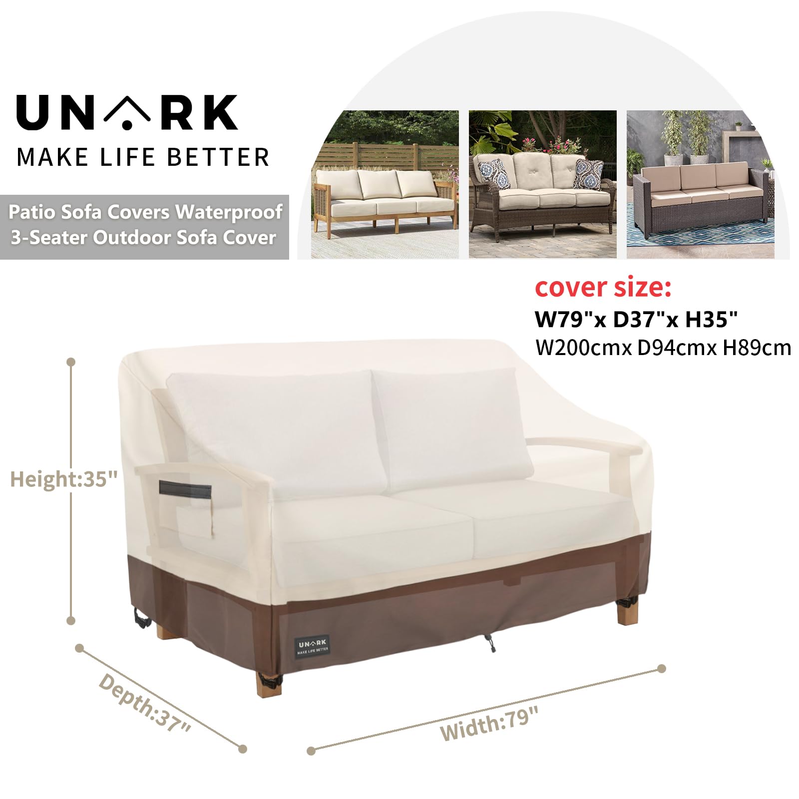 UNARK detalle de textura de poliéster resistente y duradero