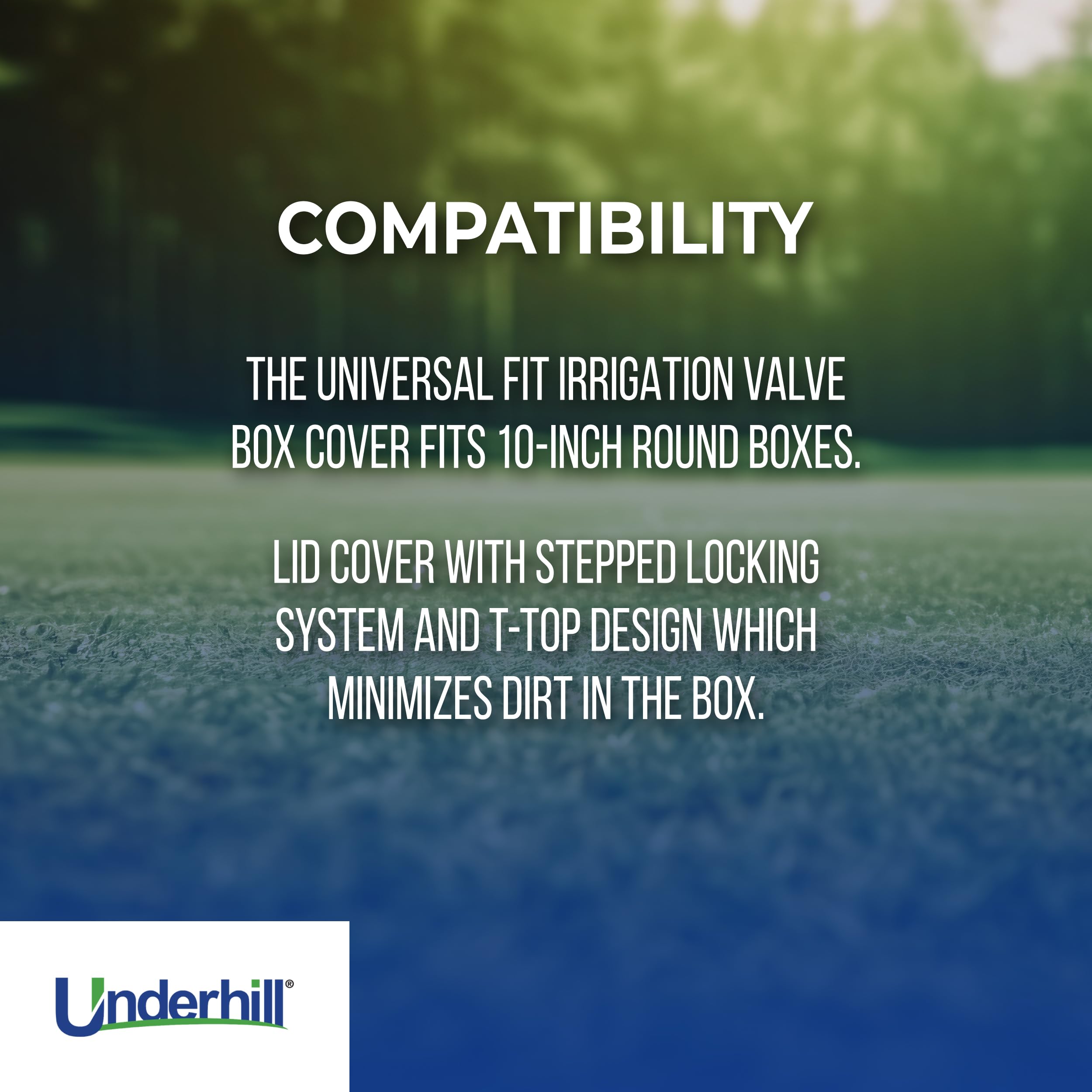 Underhill VersaLid VL-10T comparada con regla para escala, ajuste universal 10 pulgadas