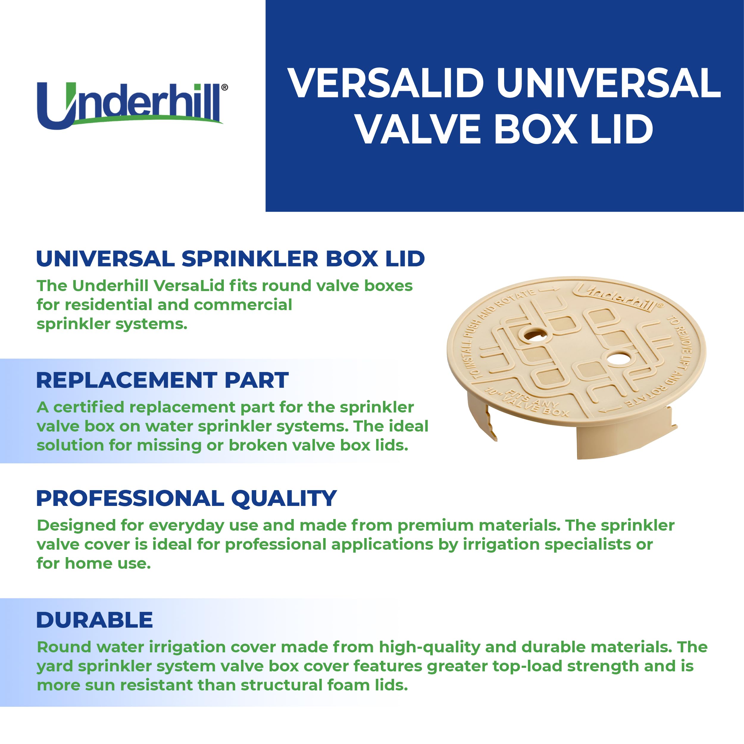Underhill VersaLid VL-10T instalada en caja de válvula, acceso sencillo para mantenimiento