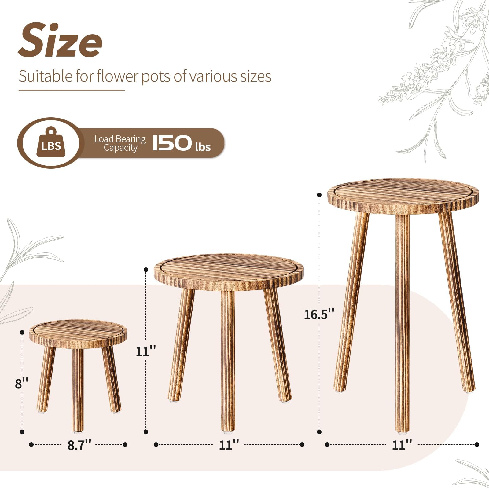 Uneedem soporte alto sosteniendo maceta grande mostrando soporte estable