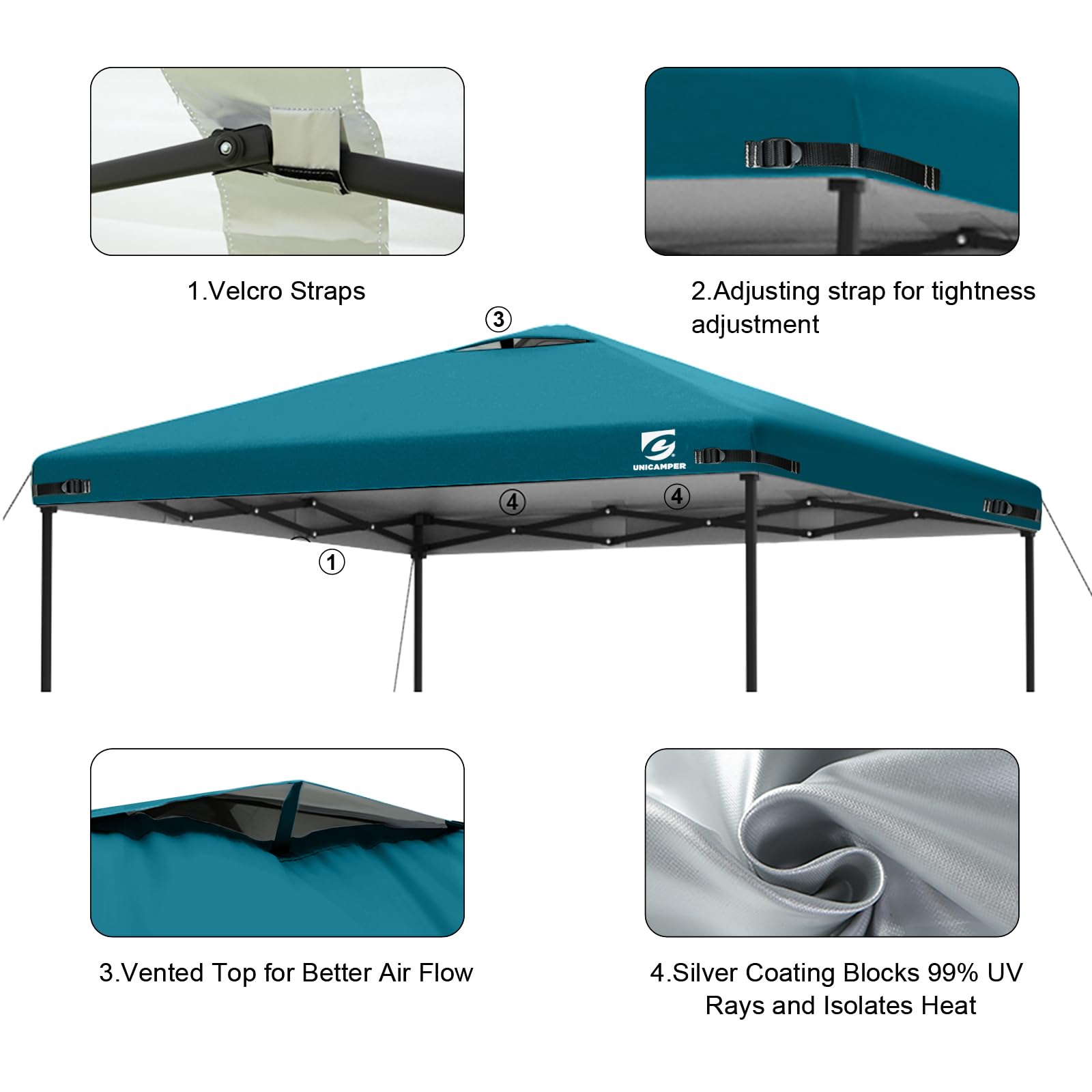 UNICAMPER toldo instalado en feria para protección comercial exterior