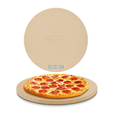 Unicook piedra para pizza frente mostrando superficie uniforme y beneficio de cocción pareja