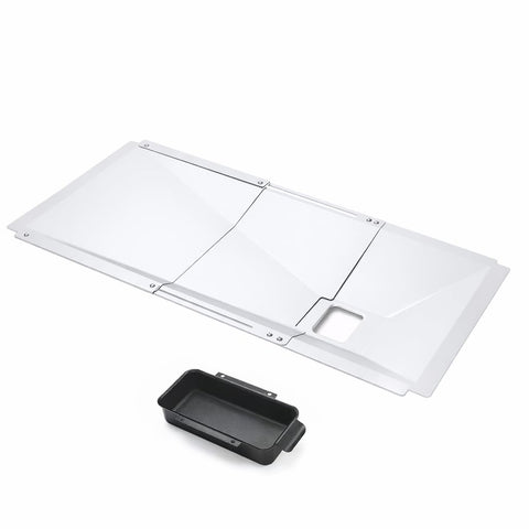 Uniflasy bandeja frontal en empaque mostrando ajuste universal y beneficio limpieza fácil