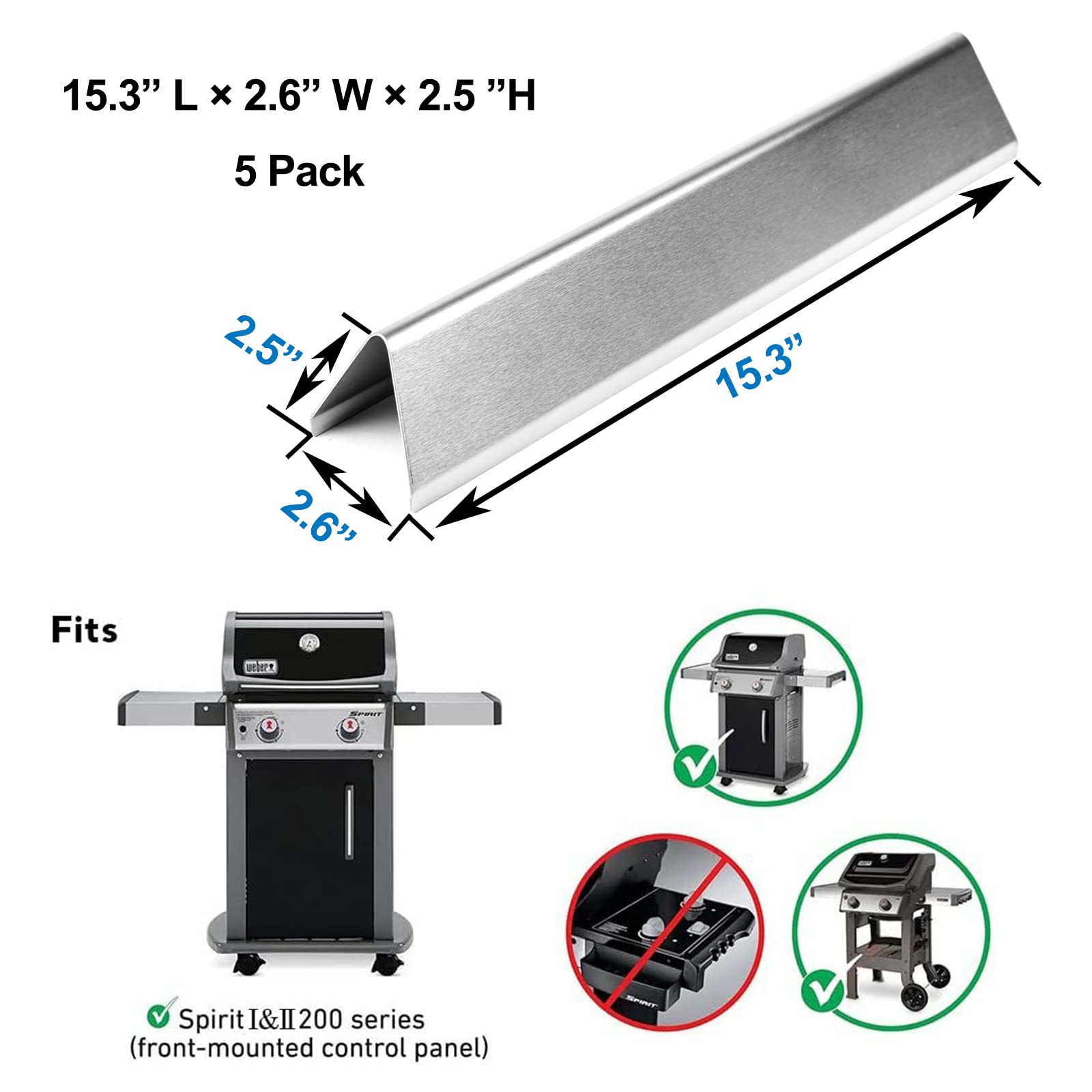 Uniflasy barras junto a regla para comparar tamaño 15.3", ajuste exacto Weber