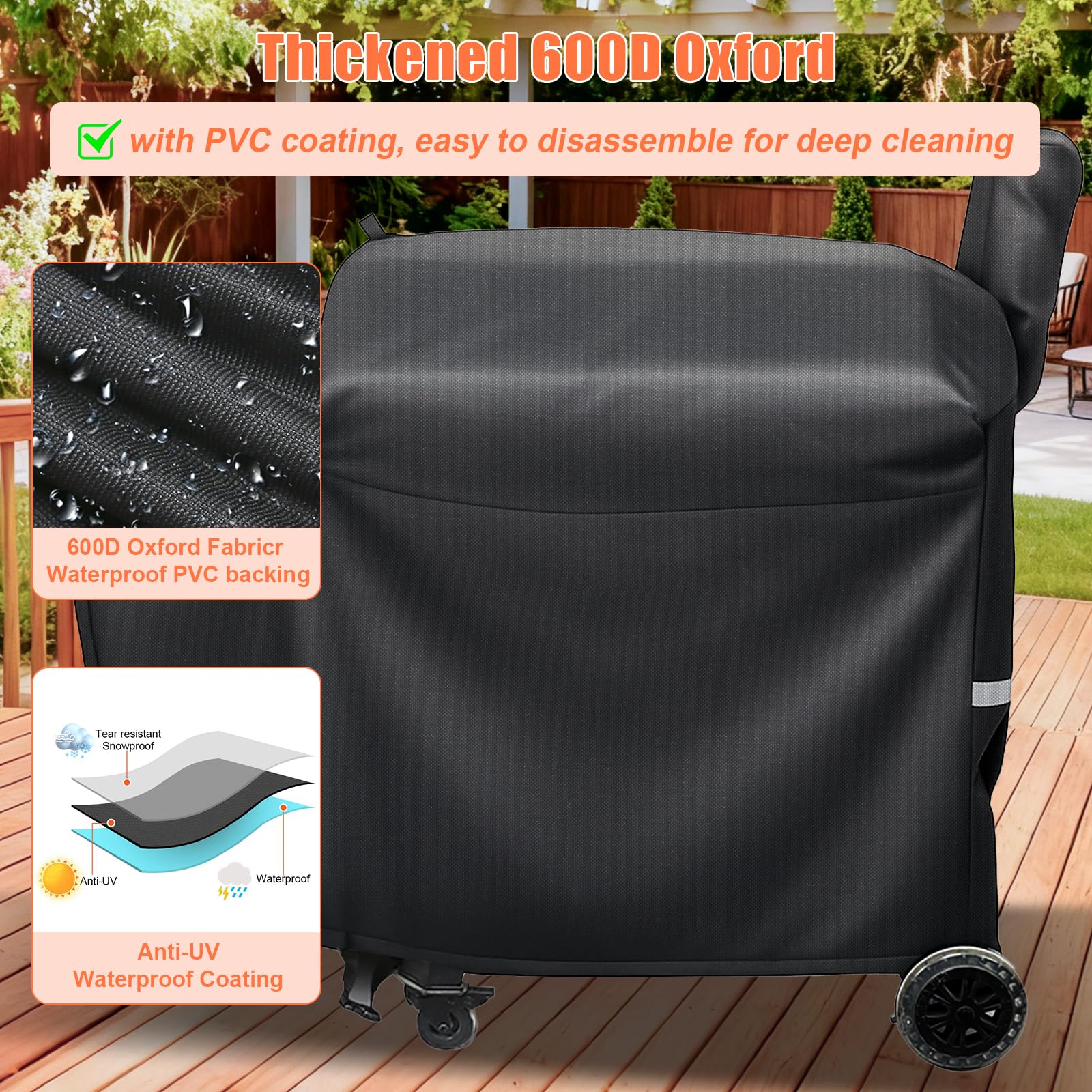 Uniflasy primer plano del tejido 600D con forro PVC resistente a la intemperie