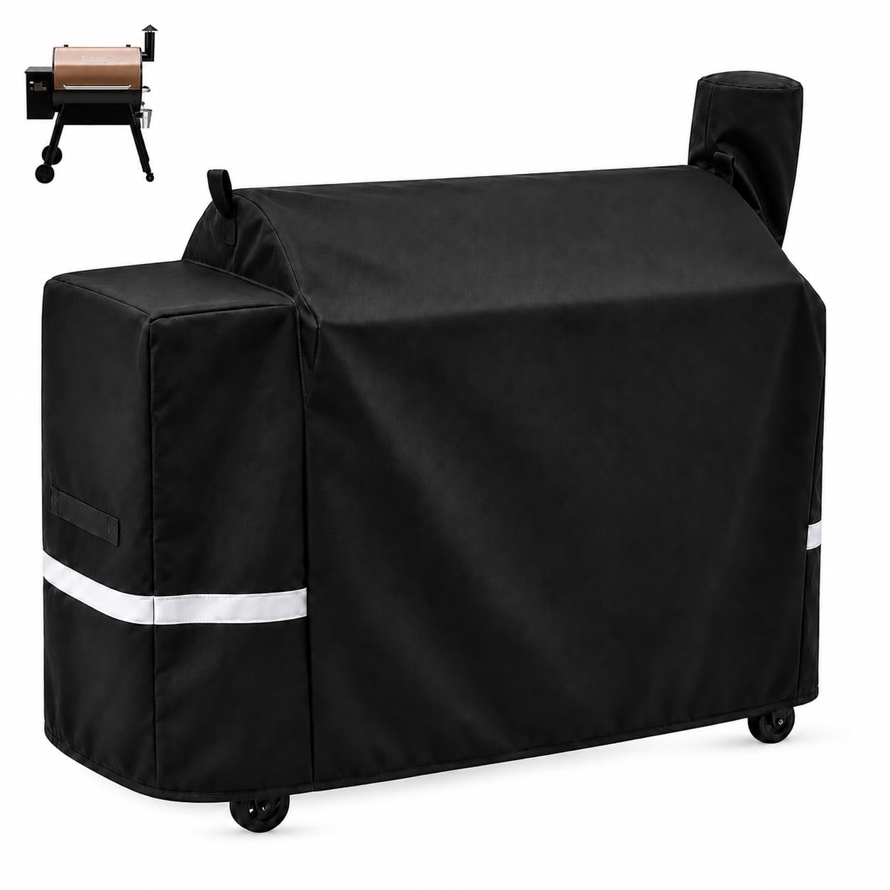 Uniflasy funda frontal ajustada a Traeger Pro 34 protegiendo la parrilla