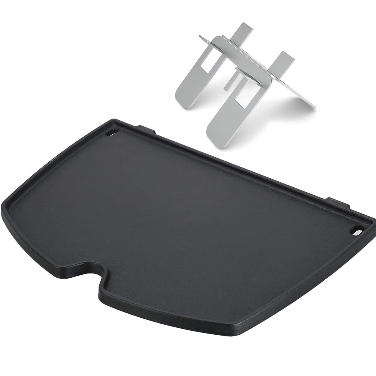 Uniflasy plancha frontal mostrando ajuste perfecto a Weber Q y mayor superficie de cocción
