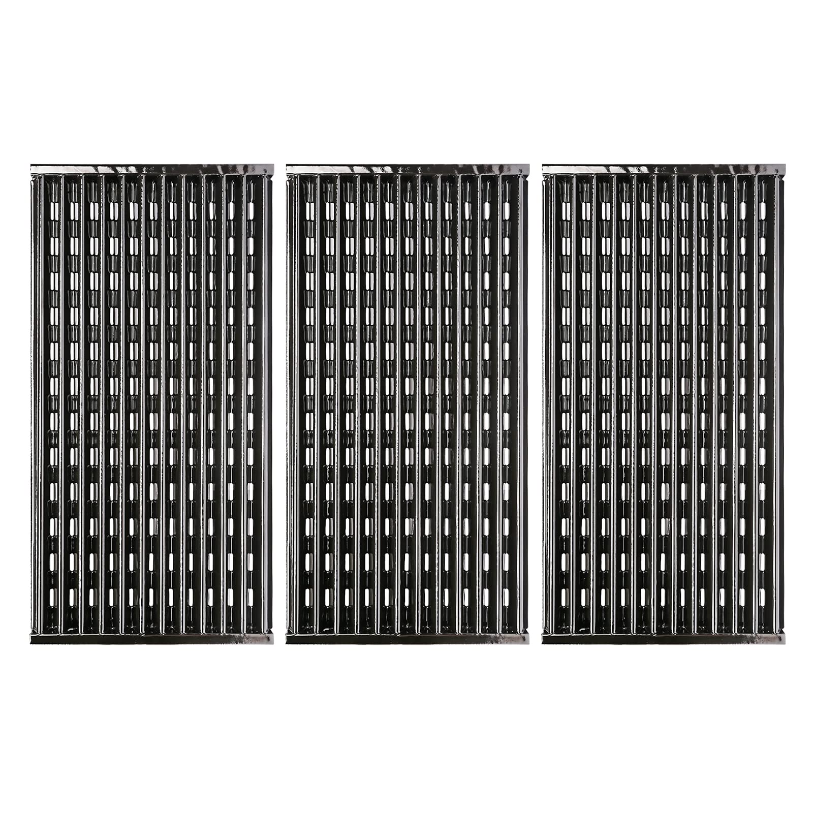Uniflasy rejilla frontal 17" mostrando ajuste perfecto en parrilla CharBroil y mejora estética