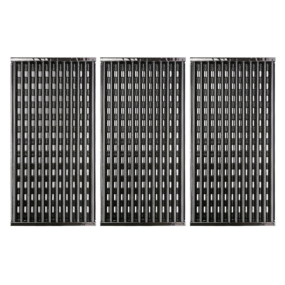 Uniflasy rejilla frontal 17" mostrando ajuste perfecto en parrilla CharBroil y mejora estética