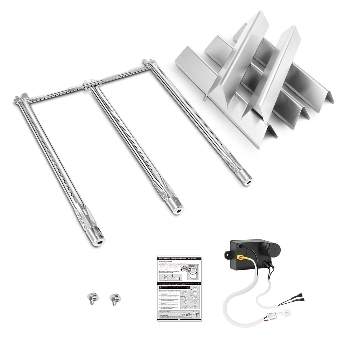 Uniflasy frente del kit para Weber Spirit E-310 mostrando todas las piezas y beneficio de restauración