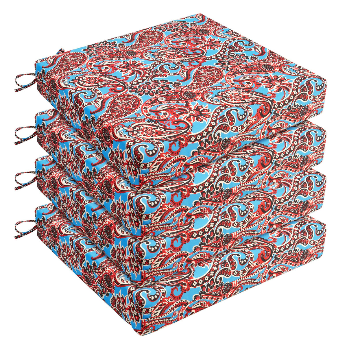UNIKOME cojín exterior frontal mostrando diseño paisley y confort
