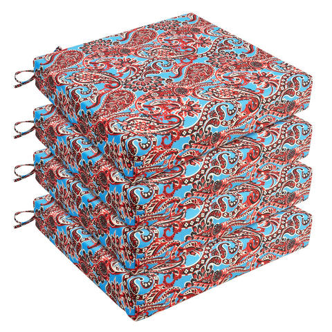 UNIKOME cojín exterior frontal mostrando diseño paisley y confort